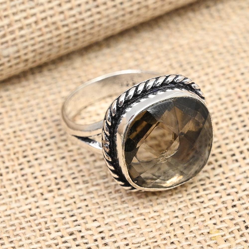 Ювелирные изделия из твердого серебра 925 пробы с дымчатым топазом и драгоценным камнем ручной работы