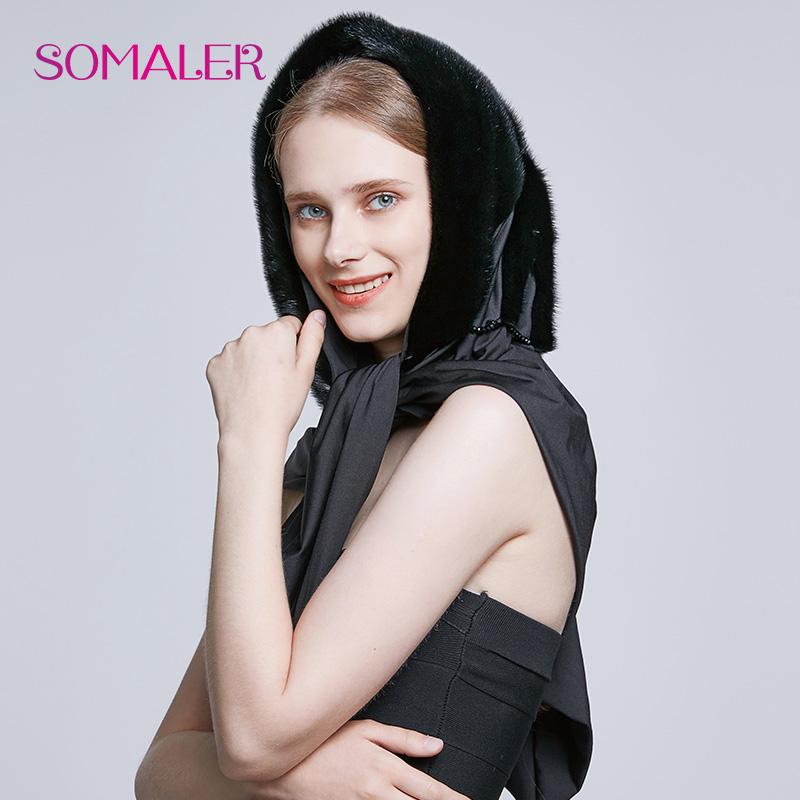 SOMALER 100% Genuine Mink Fur Hats for Women Winter Scarf Hat Fashion Elegant Warm Lady Caps New Fur Beanies