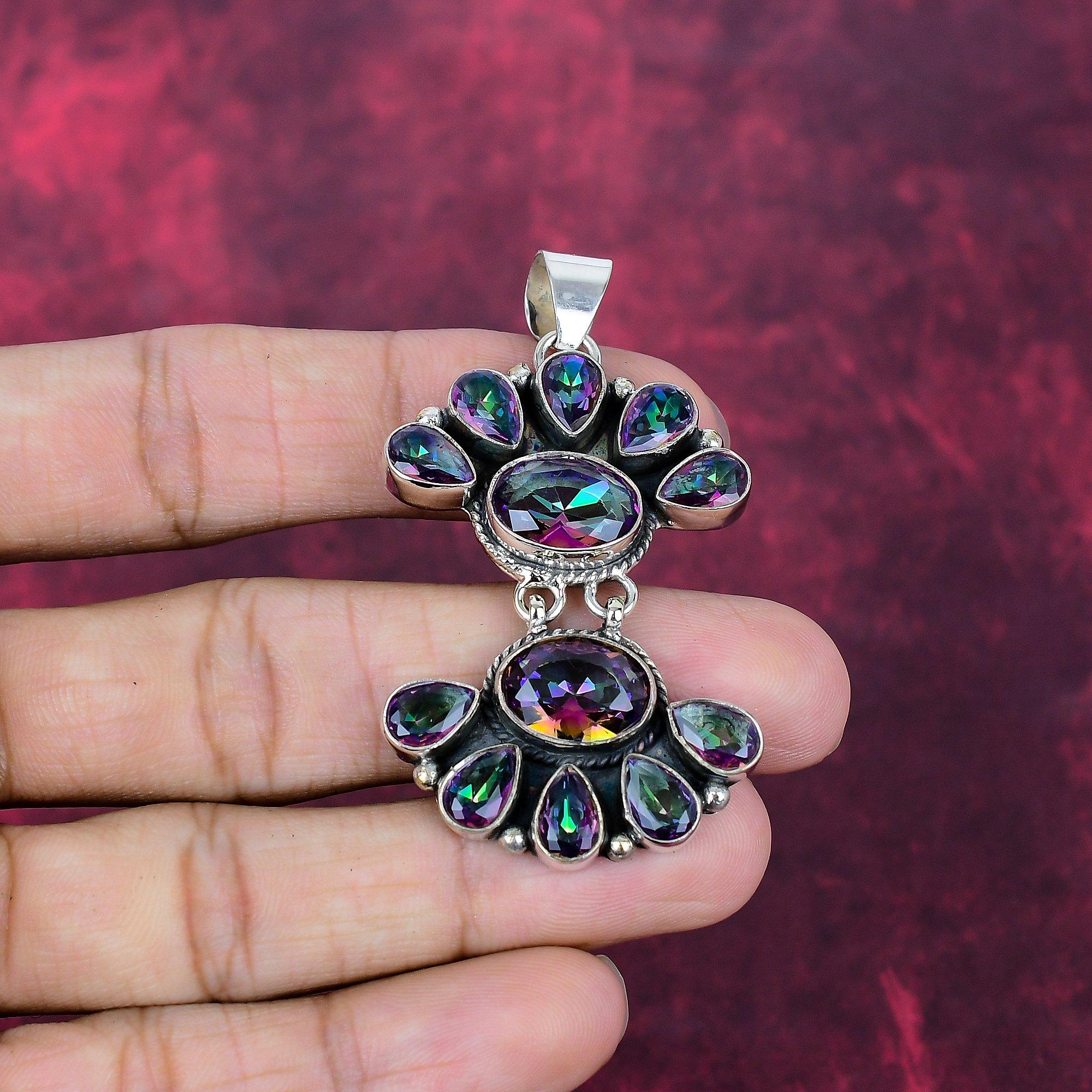 Подвеска из мистического топаза из стерлингового серебра 925 пробы, Ювелирные изделия из драгоценных камней ручной работы, На День памяти