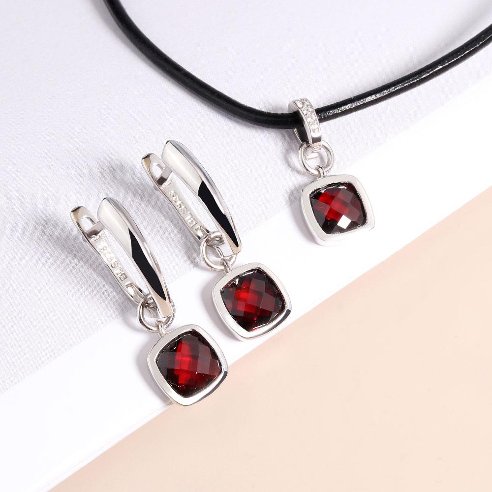 Серьги-подвески с застежкой из стерлингового серебра 925 пробы, комплект украшений с натуральным красным гранатом, настоящим драгоценным камнем, изысканные украшения для женщин и девочек, повседневная одежда, хороший подарок