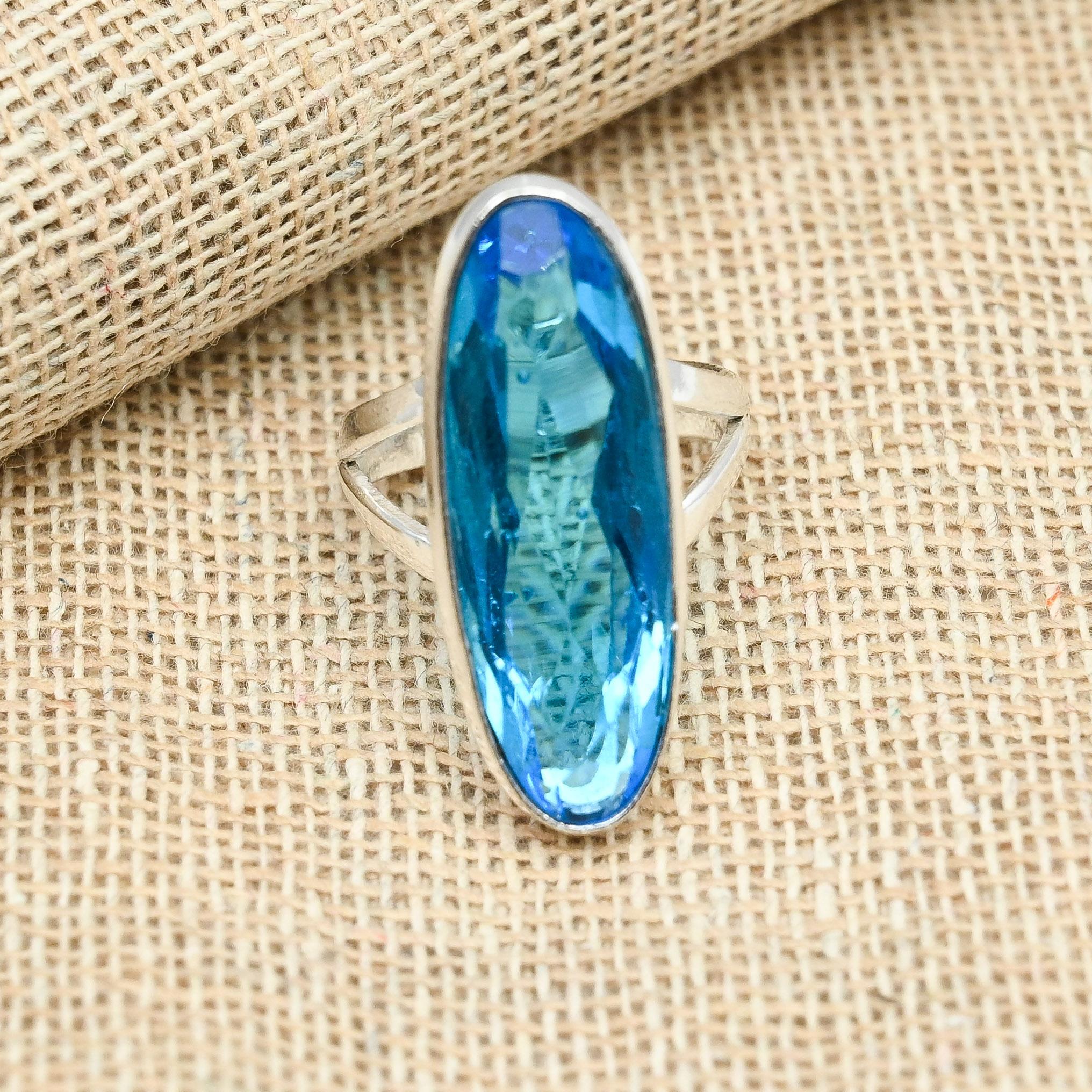 Кольцо обещания ювелирных изделий стерлингового серебра 925 драгоценных камней голубого топаза красивое весь размер