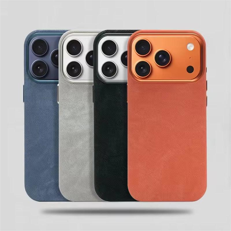 Luxury Fiber Leather Shockproof Case For iPhone 17 Air Pro Max 16 15 14 Plus 13 12 16E For MagSafe Magnetic Wireless Charging Back Cover