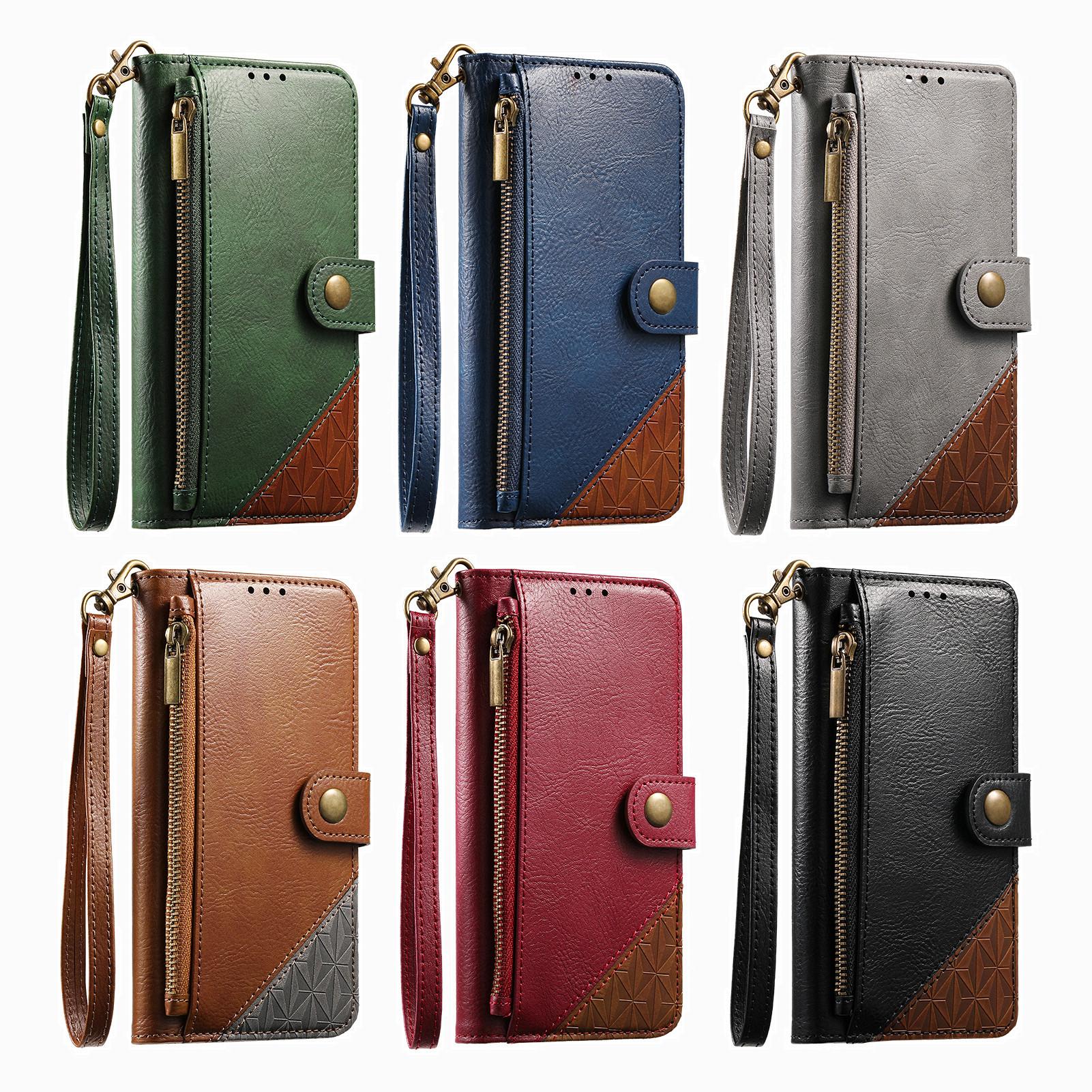 Leather Wallet Flip Case for Samsung Galaxy A17 A16 A15 A14 A13 A12 A07 A06 A05 A05S A04S Phone Cover Detachable Wrist Strap