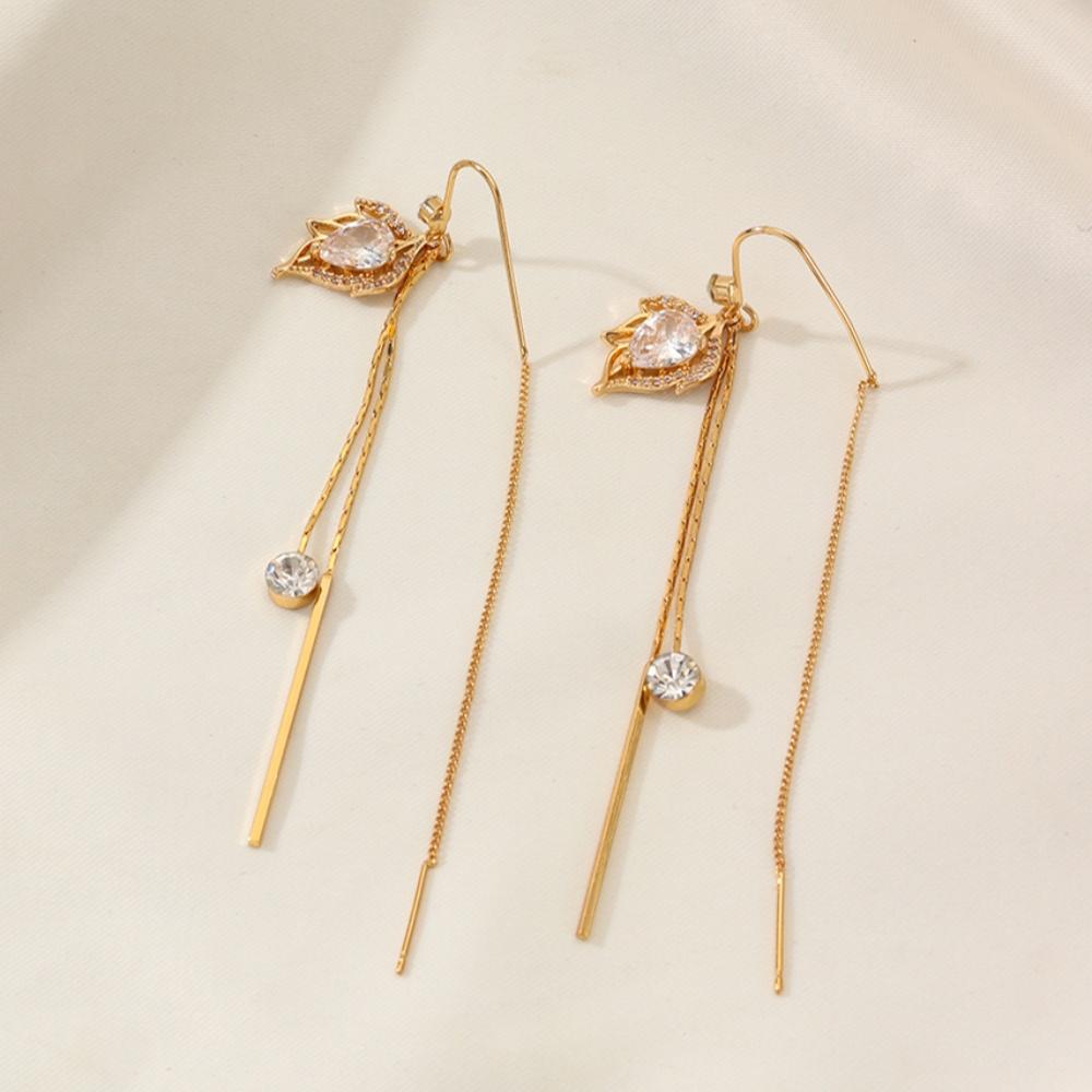 1 пара модных длинных висячих сережек-капель с кисточками из кубического циркония для женщин, серьги-нитки для пирсинга, аксессуары для ушей, ювелирные изделия