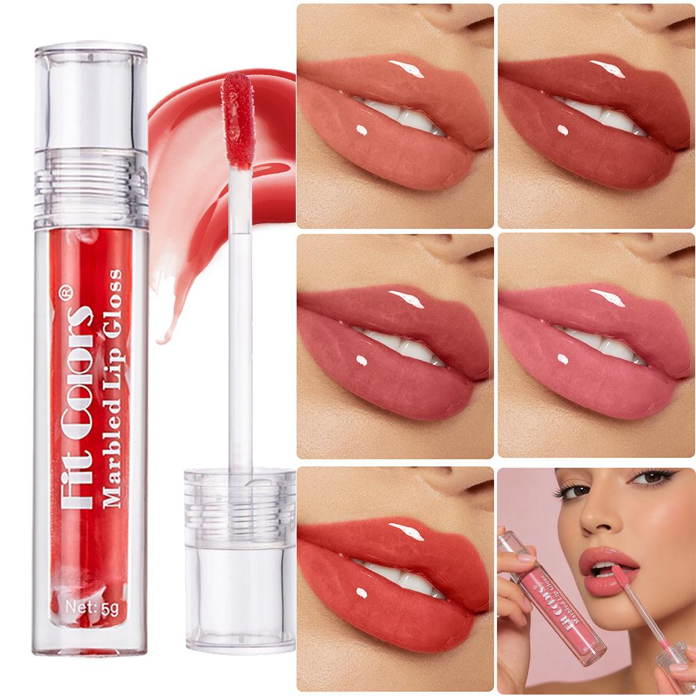 Блеск для губ Fit Colors с мраморным эффектом, 5 ярких оттенков, Увлажняющая стойкая жидкая помада, Нелипкая формула