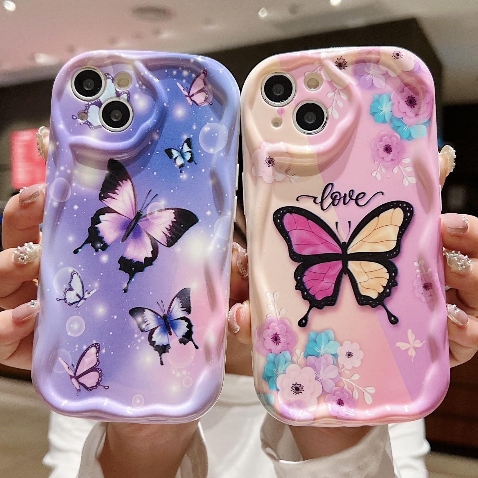 Милый силиконовый чехол для Vivo V23E V27 V25 Oppo A78 A58 A38 Infinix Hot 30i 40i Xiaomi Redmi Note 12 11 Pro Funda, чехол с бабочкой и цветком, мягкий бампер из ТПУ