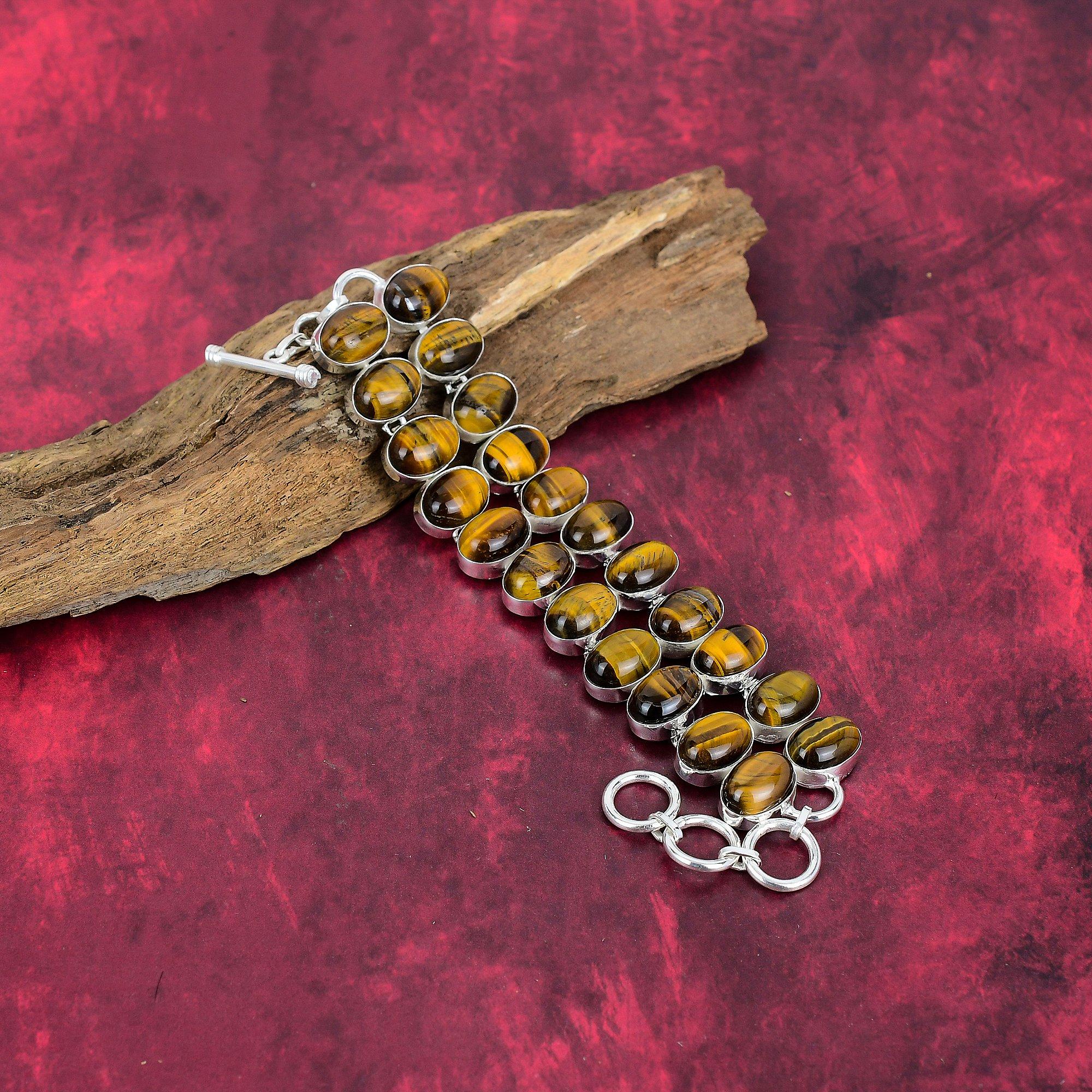 Браслет из стерлингового серебра 925 пробы с тигровым глазом, регулируемый, ювелирные изделия ручной работы с драгоценными камнями, подарок маме, антикварные ювелирные изделия