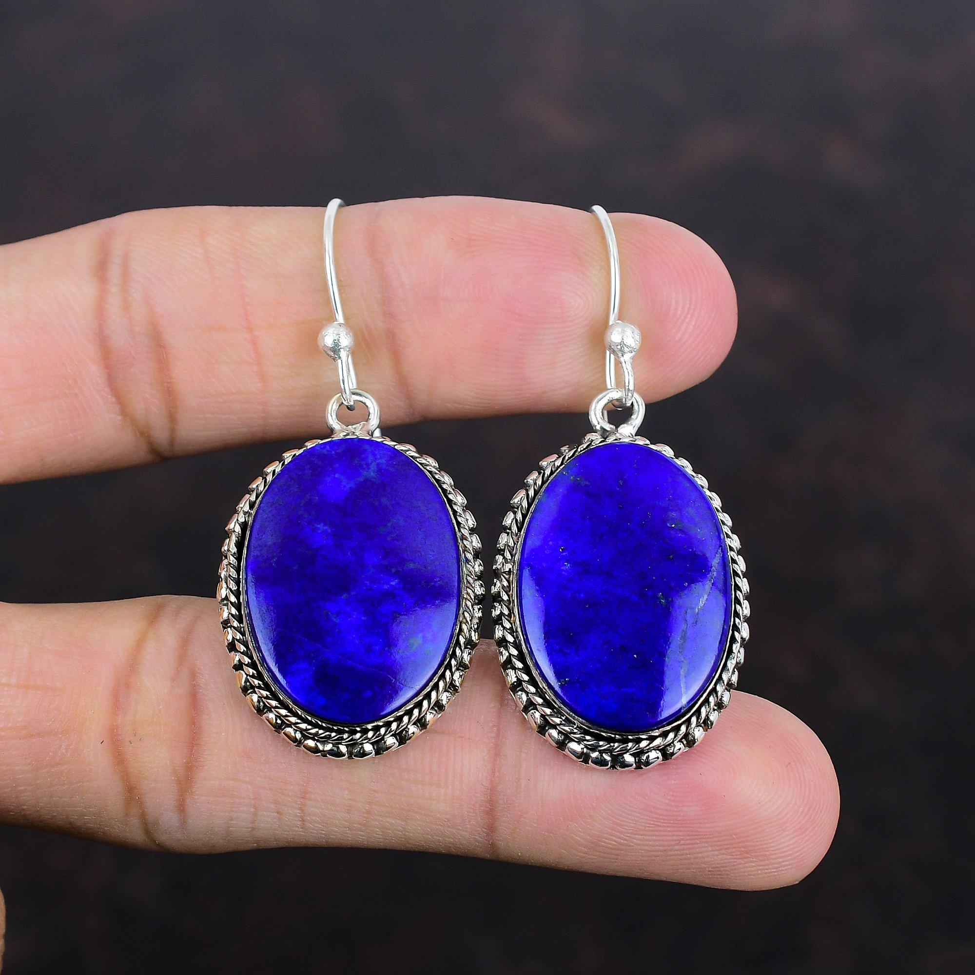 Lapis Lazuli Earrings Natural Gemstone Earring Vintage Jewelry 925 Sterling Silver Earring Handmade Earring Designer Jewelry Gifts For Women