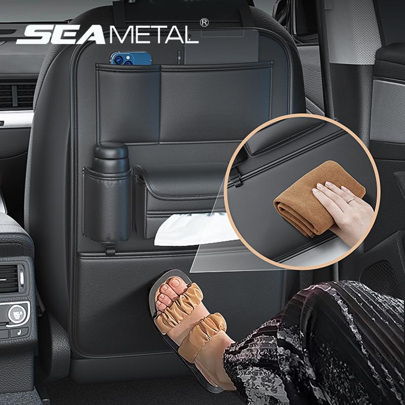 SEAMETAL Сумка для хранения на спинку сиденья автомобиля Многофункциональное хранение Защита от ударов Организатор для заднего сиденья автомобиля Защитная накладка