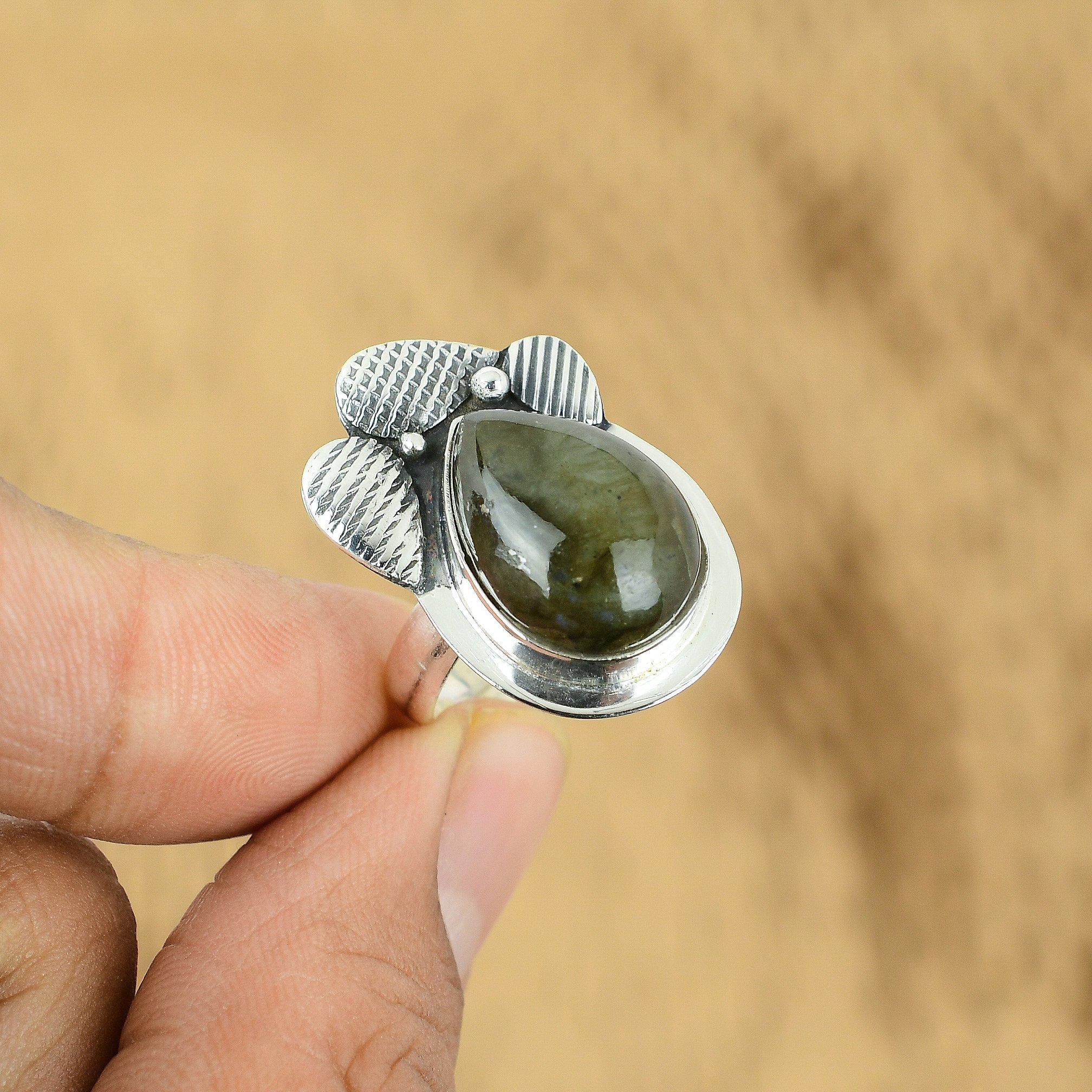 Распродажа ко Дню матери Кольцо Солитер из стерлингового серебра с лабрадоритом для сестры