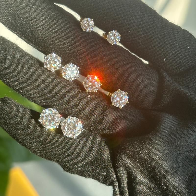 Серьги-гвоздики с бриллиантами 0,5-2 карата из муассанита цвета D для женщин, оригинальные серьги-гвоздики из серебра 925 пробы и белого золота 18 карат, подарок девушке высшего качества