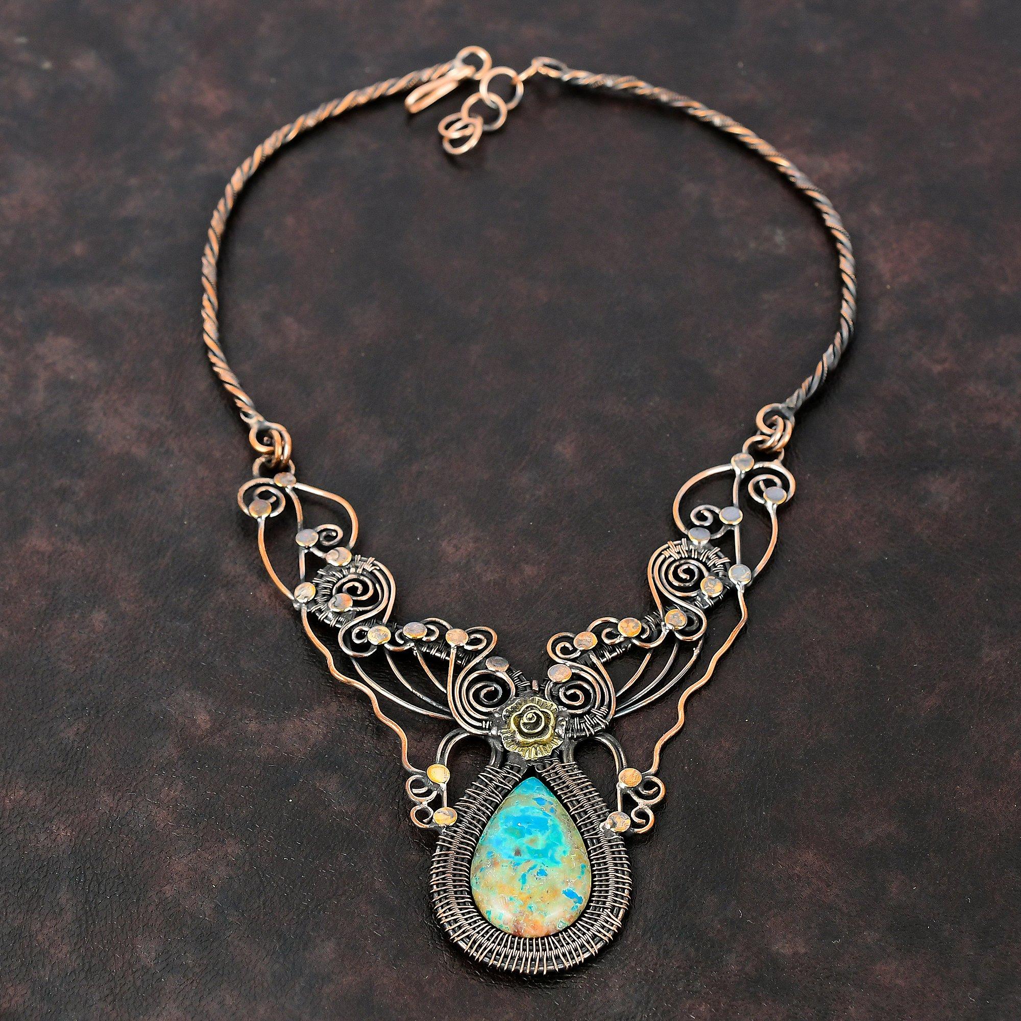 Ожерелье из шаттукита, ожерелье из медной проволоки, регулируемое ожерелье, ювелирные изделия из драгоценных камней, ожерелье ручной работы, ювелирные изделия из медной проволоки, подарок на помолвку