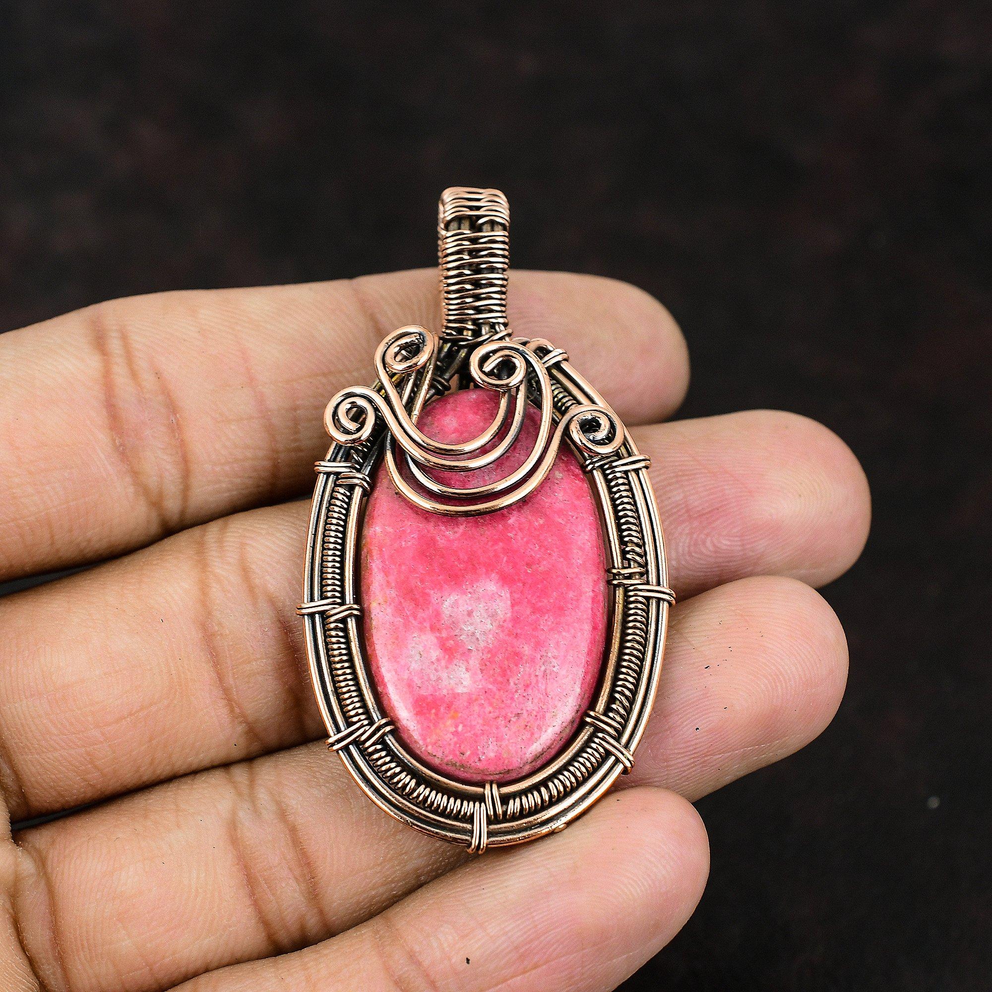 Подвеска из тулита, обмотанная медной проволокой, медное украшение, антикварное украшение, подвеска ручной работы, подвеска с драгоценным камнем, подарок для него, подвеска для женщин