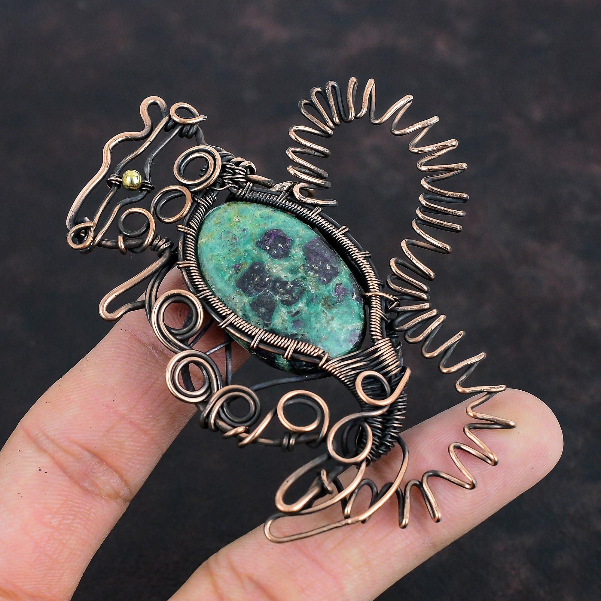 Ruby Fuchsite Pendant Copper Wire Wrapped Pendant Handmade Pendant Rabbit Jewelry Gemstone Pendant Copper Wire Wrap Jewelry Gifts For Women