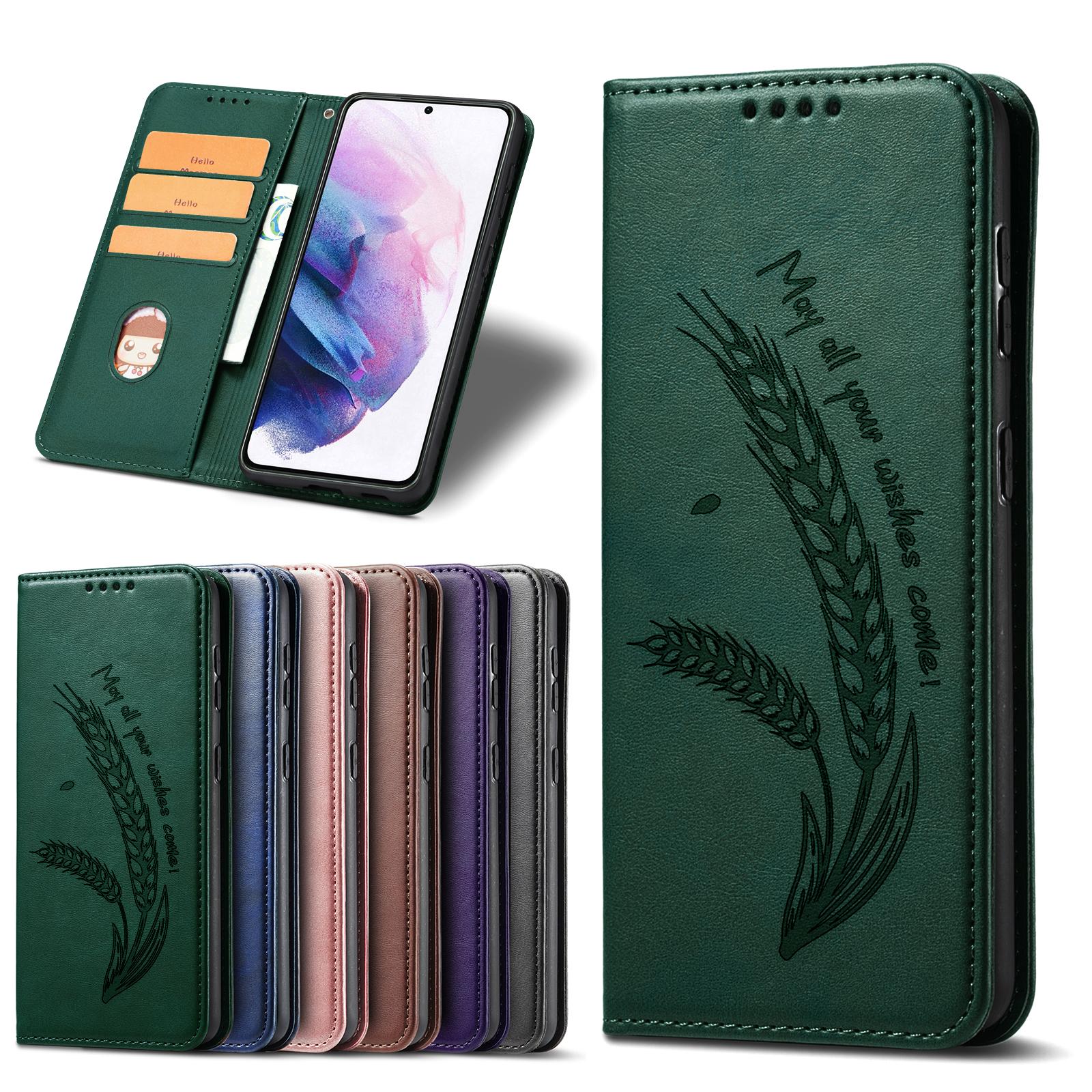 Ретро Чехол-книжка из коровьей кожи с подставкой для iPhone 17 16 Pro Max Samsung S25 Xiaomi Redmi 15C Honor Oppo с магнитным слотом для карт, откидная крышка