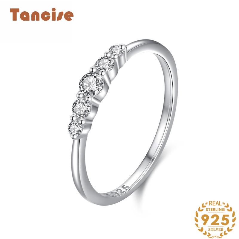 Tancise Classic стерлингового серебра 925 пробы кольцо с цирконом женские ювелирные изделия свадебное обещание вечерние подарок