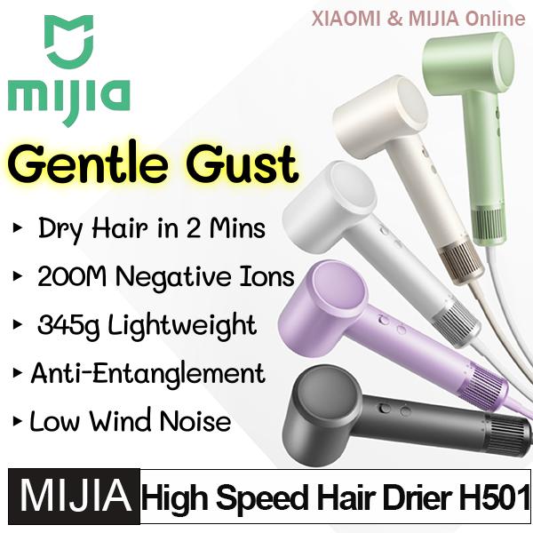 Mijia Высокоскоростной фен H501, Быстрая сушка за 2 минуты, Низкошумный фен против запутывания волос, Профессиональный уход за волосами