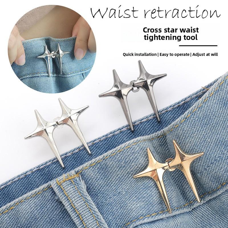 1 Pair Cross Star Waist Buckle Buckle Detachable No Nail No Stitch Waist Button Waist Circumference Change Waist Artifact