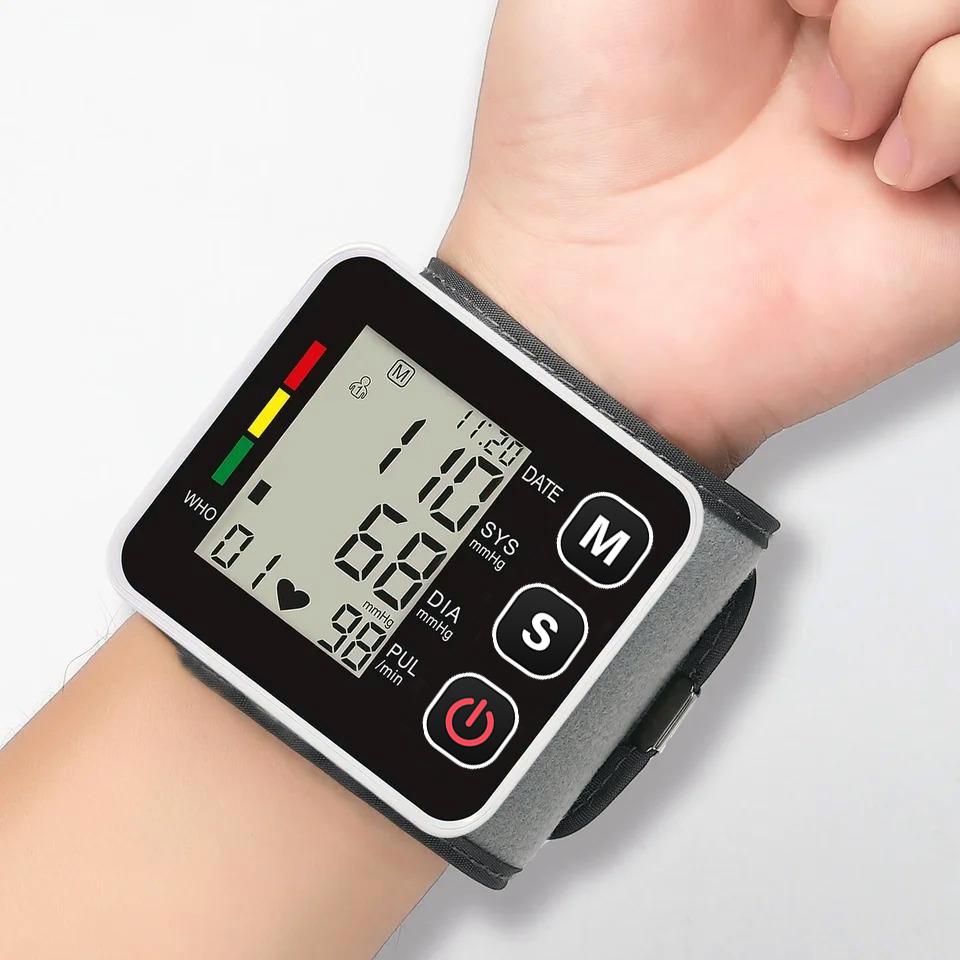 Portable Sphygmomanometer LCD Screen Digital Wrist Blood Pressure Monitor Heart Rate Pulse Meter Measure Household Use