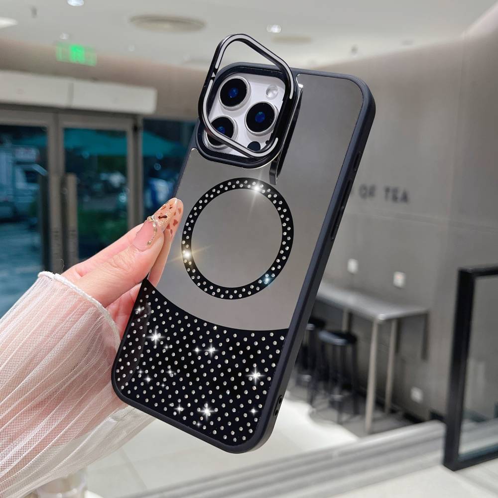 Зеркальный чехол для Samsung Galaxy S23 Ultra/ S23/ S22 Plus/ S21/ S21+ MagSafe Magnetic Fashion Makeup Candy Color Glitter Phone Cover с подставкой
