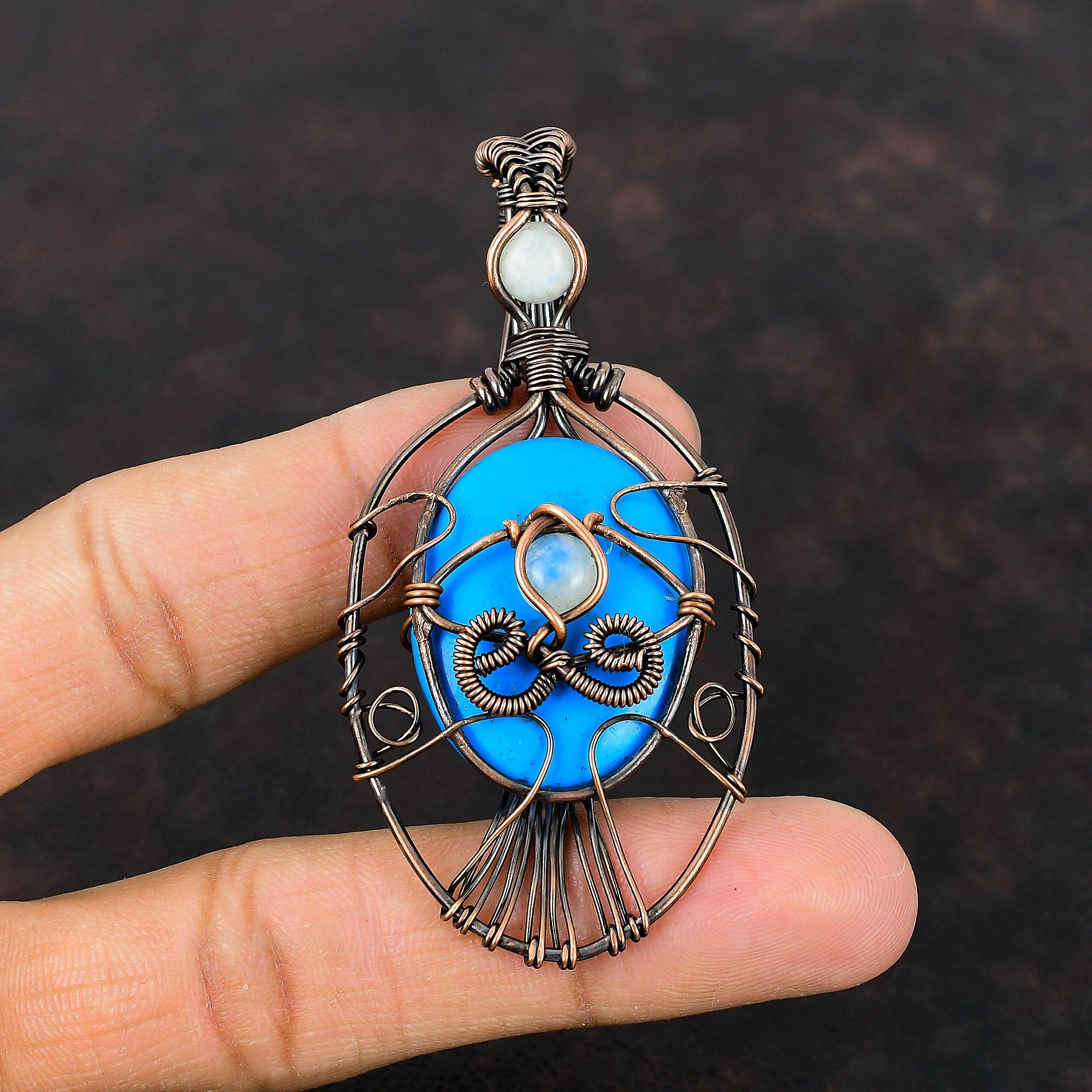 Дурной глаз Спящая красавица бирюзовый кулон медная проволока обернутый кулон радуга лунный камень кулон драгоценный камень ручная работа медные украшения для подарков