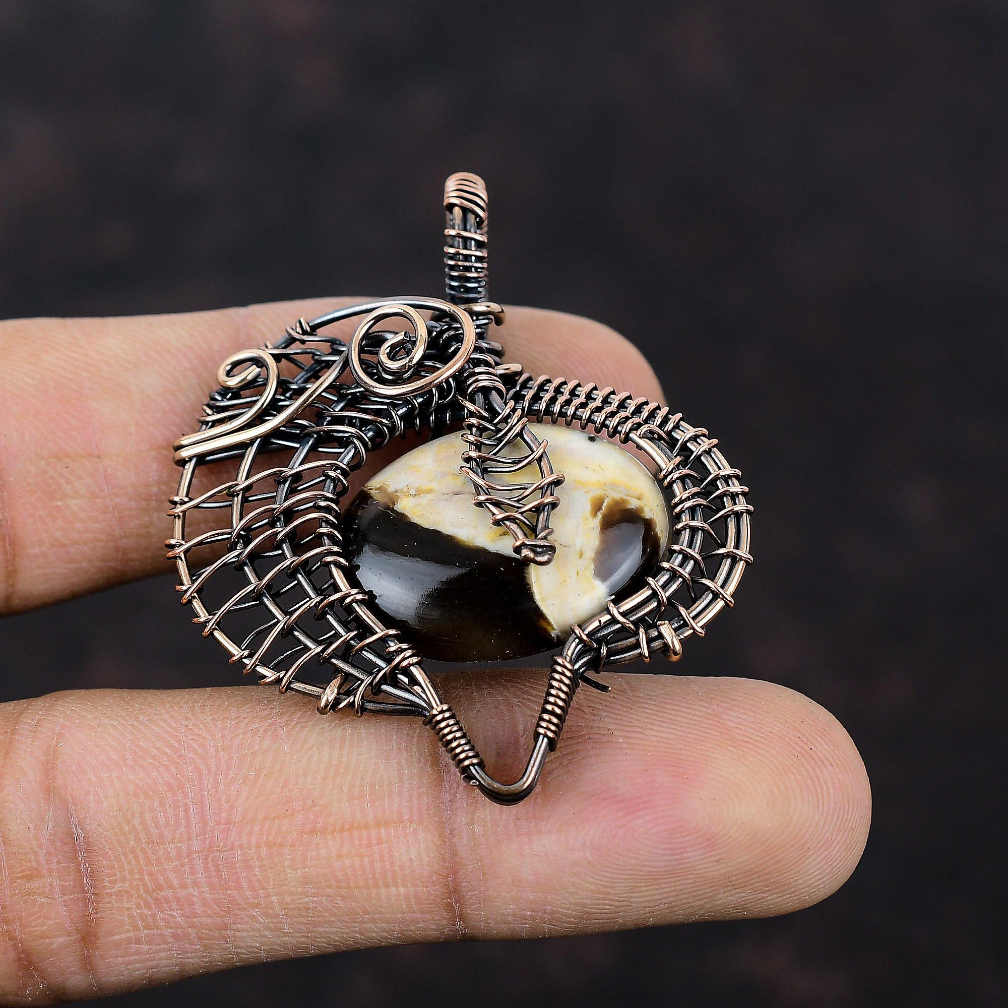 Подвеска из арахисового дерева, яшмы, медная проволочная обертка, ювелирные изделия ручной работы, медная проволочная обертка, проволочный дизайн, ювелирные изделия, подарок для женщин, ювелирные изделия из драгоценных камней