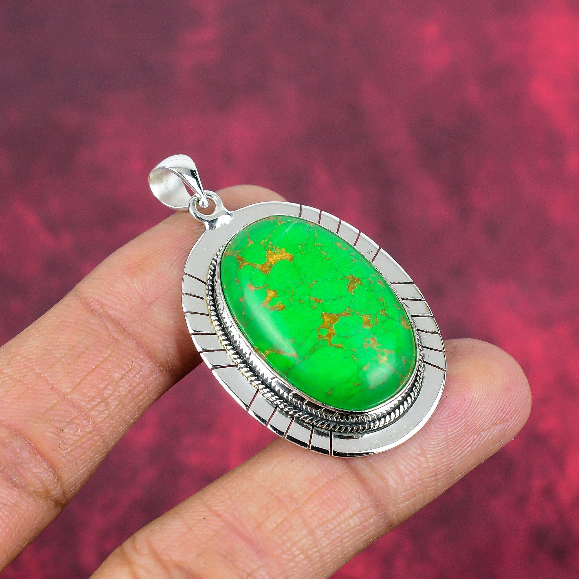 Кулон из зеленой меди и бирюзы, кулон из стерлингового серебра 925 пробы с драгоценными камнями, подвеска ручной работы, изумительное ювелирное украшение, подарок для нее