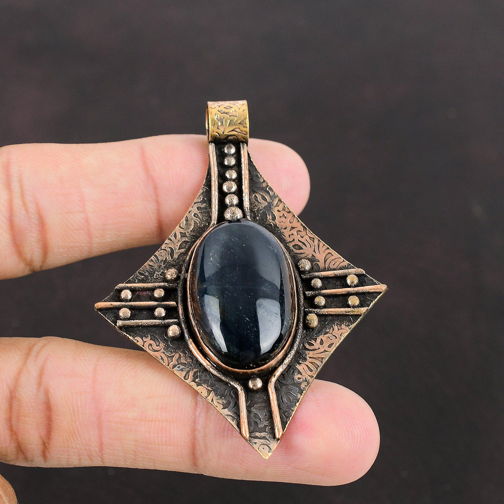 Кулон из питерсита, медный кулон, кулон ручной работы, ювелирные изделия из питерсита, модный кулон, драгоценный камень, медные украшения, подарок для мамы, лечебный камень