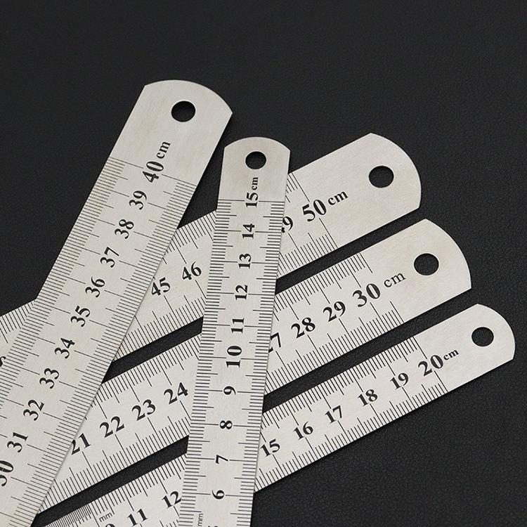 Двусторонняя утолщенная линейка из нержавеющей стали (15-50 см / 6-20 дюймов) для рукоделия и черчения