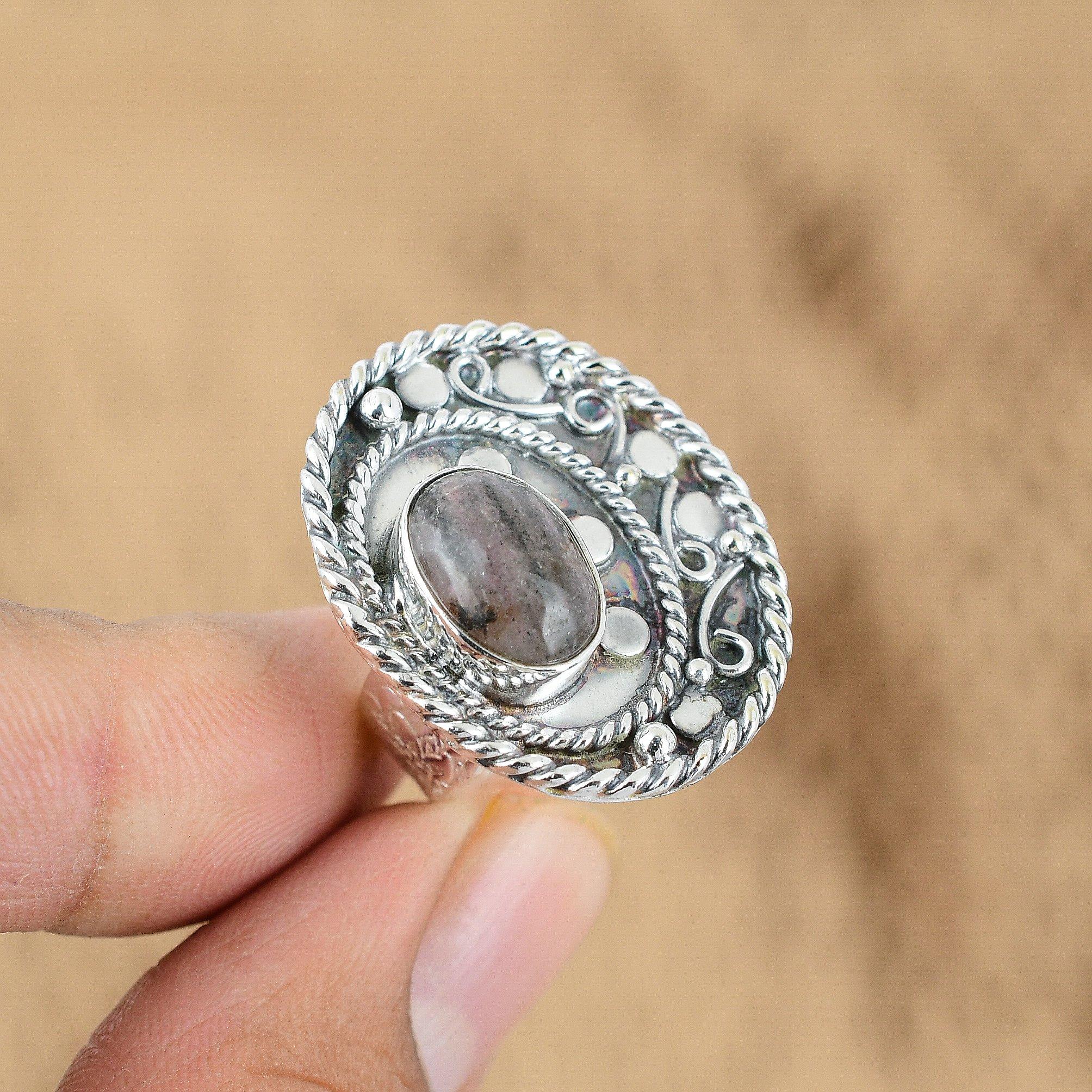 925 Sterling Silver Oval Pink Touramline Gemstone Unique Anniversary Mother Ring