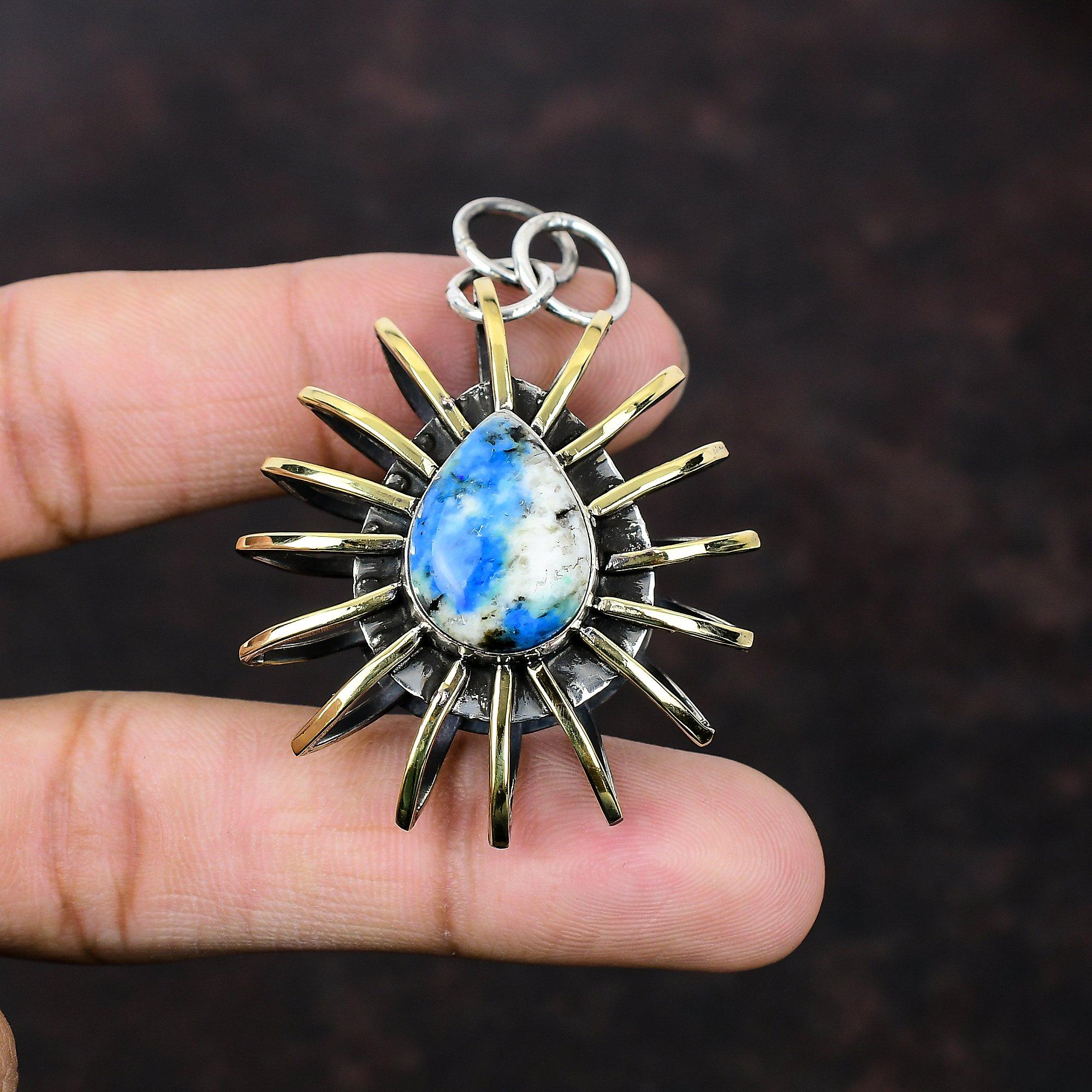 K2 Джаспер Подвеска Стерлингового Серебра 925 Подвеска Позолоченная Подвеска 18 К Драгоценный Камень Ювелирные Изделия Ручной Работы Клетка Подвеска Подарок Для Жены Совершенно Новые Ювелирные Изделия