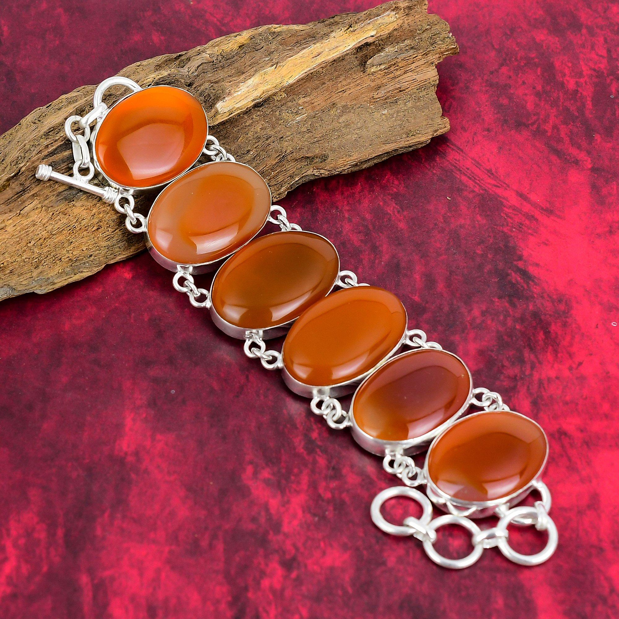 Carnelian Gemstone Bracelet Jewelry, 925 Solid Sterling Silver Bracelet, Handmade Jewelry ,Gemstone Bracelet, Adjustable Chain Jewelry Gift For Love