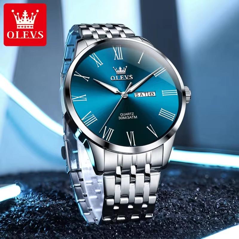 OLEVS Mens Watches Quartz Business Dress Watch Day Date Stainless Steel Classic Luxury Luminous Waterproof Casual Male Wrist Watches
