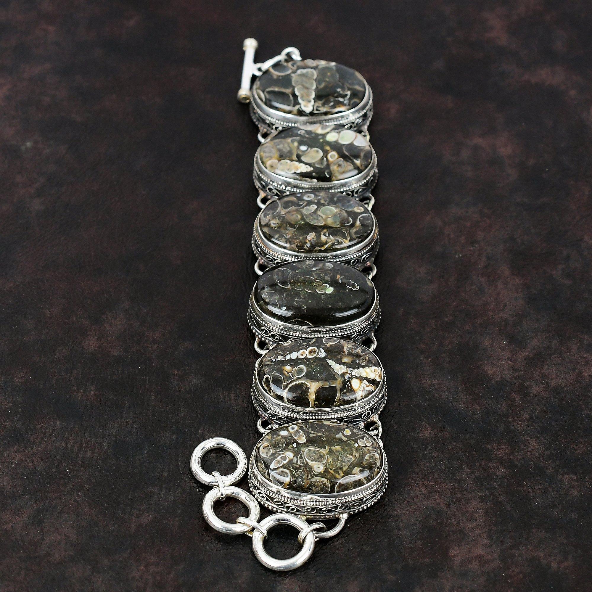 Браслет Turritella с агатом, винтажный браслет из стерлингового серебра 925 пробы, браслет ручной работы, ювелирные изделия из драгоценных камней, регулируемый браслет-цепочка, подарок для мамы
