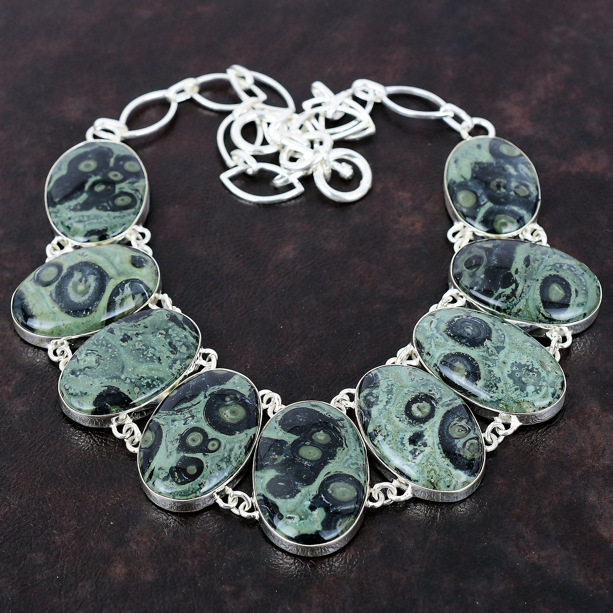 Ожерелье из яшмы Камбаба, ювелирные изделия из драгоценных камней, дизайнерское ожерелье, ожерелье из стерлингового серебра 925 пробы, регулируемое ожерелье-цепочка, ювелирные изделия ручной работы для подарка