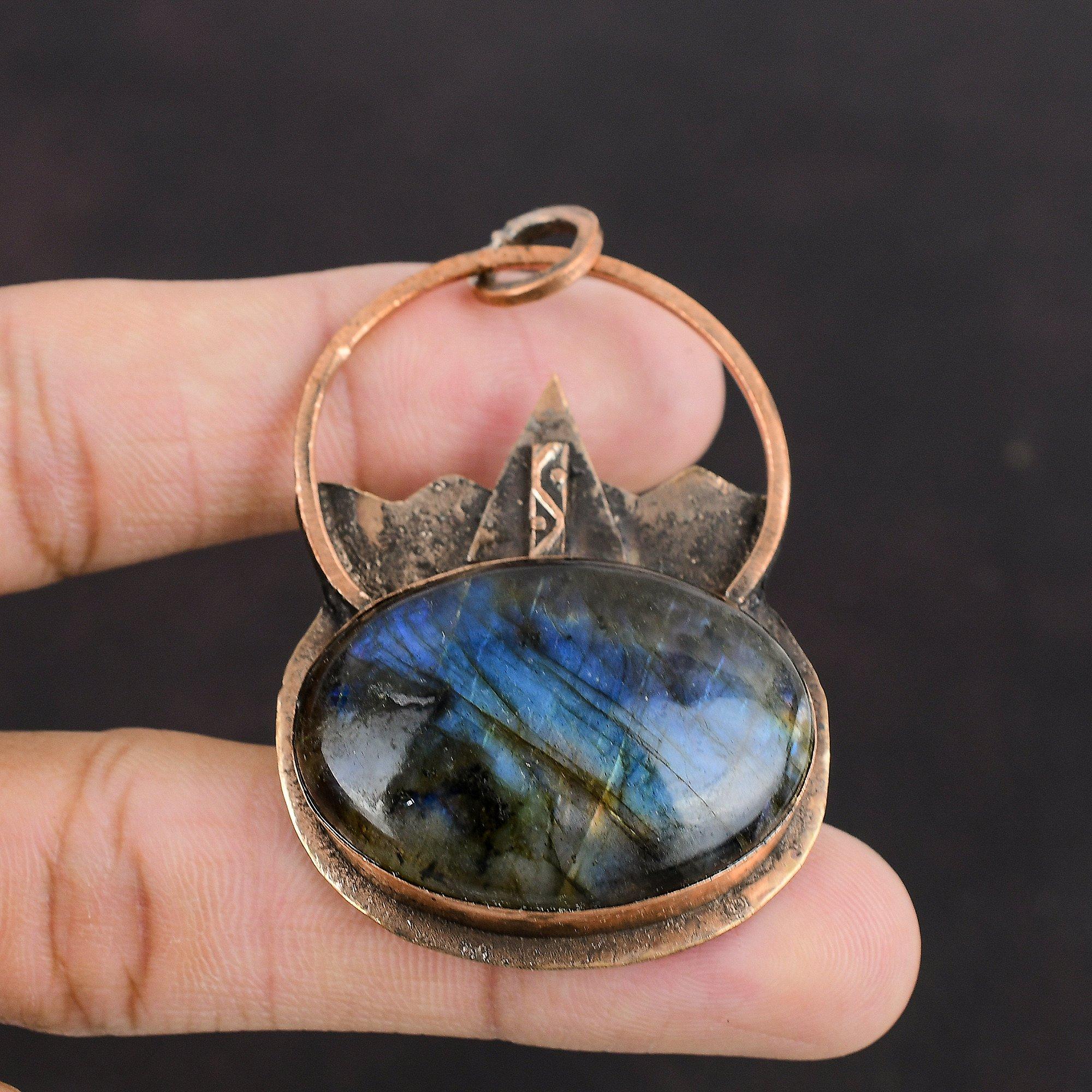 Подвеска из меди с лабрадоритом, подвески ручной работы, уникальный дизайн из меди, подвеска из драгоценных камней для подарка, ювелирные изделия из драгоценных камней с лабрадоритом, специальный подарок для женщин