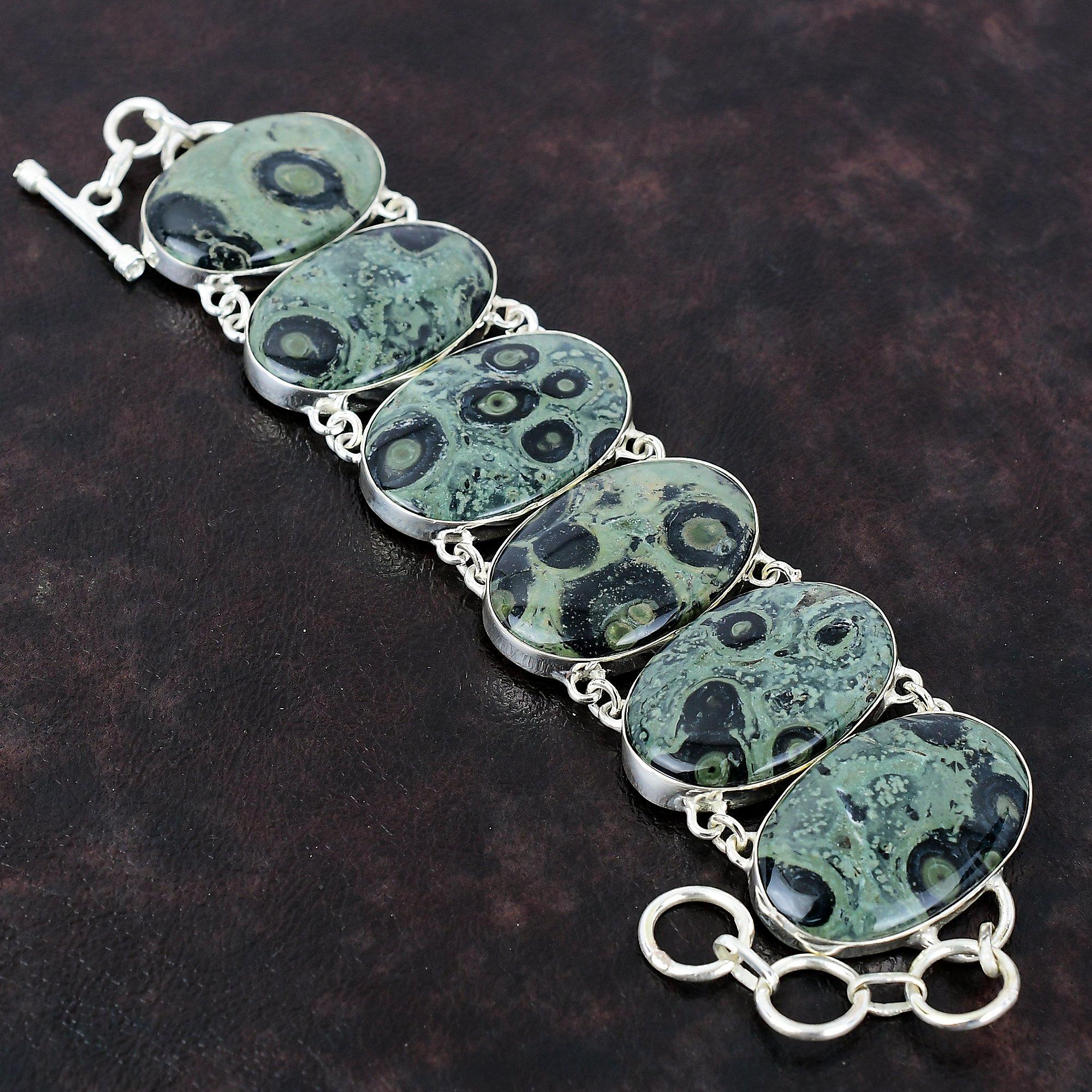Браслет из яшмы Камбаба, браслет из стерлингового серебра 925 пробы, достойные ювелирные изделия из драгоценных камней, регулируемый браслет-цепочка, изящный браслет ручной работы, подарок для мамы