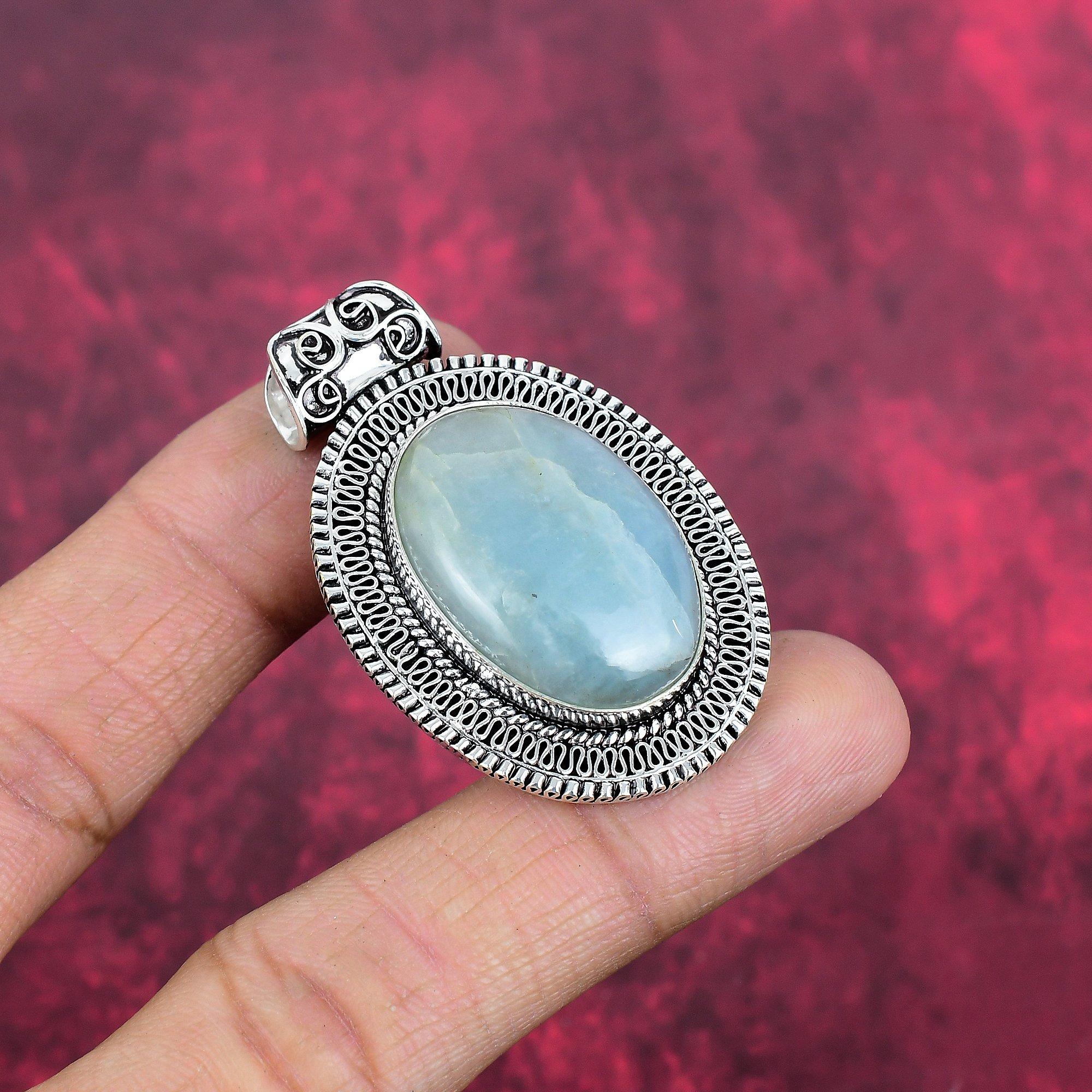 Аквамарин 925 сплошной серебряный кулон, кулон ручной работы с драгоценными камнями, подарки для жены абсолютно новый кулон