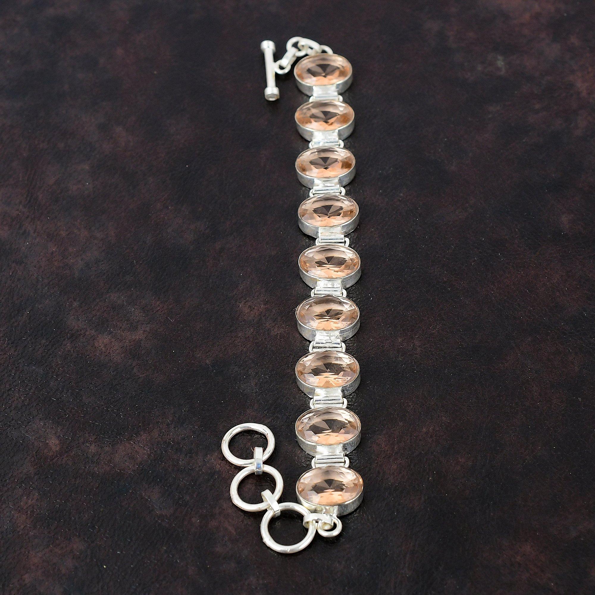 Граненый браслет из морганита, браслет из стерлингового серебра 925 пробы, регулируемый браслет-цепочка, браслет ручной работы, ювелирные изделия из натурального драгоценного камня, подарок для мамы