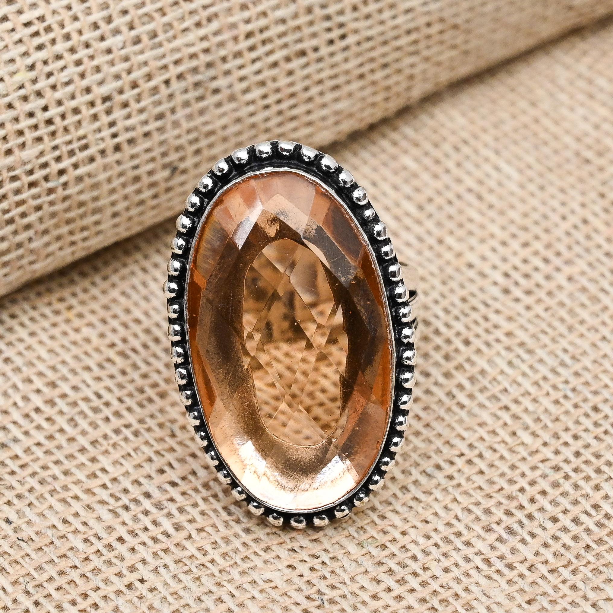 Морганит Драгоценный камень Твердый стерлинговый серебристый стерлинговый серебристый 925 Ювелирное кольцо ручной работы Все размеры