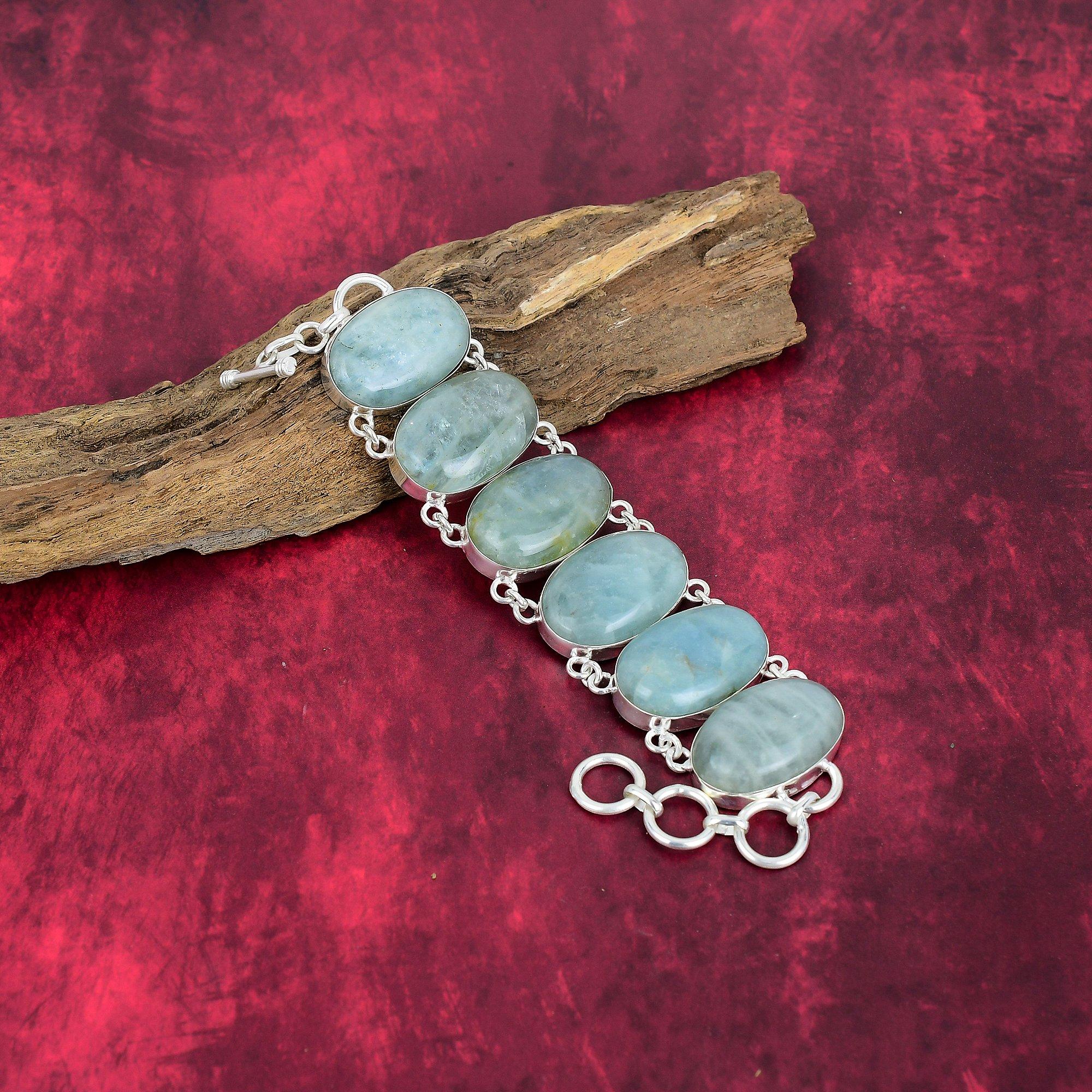 Аквамарин ручной работы новейший дизайн ювелирных изделий браслет, 925 цельный стерлинговый серебряный браслет с драгоценными камнями, подарок для матери