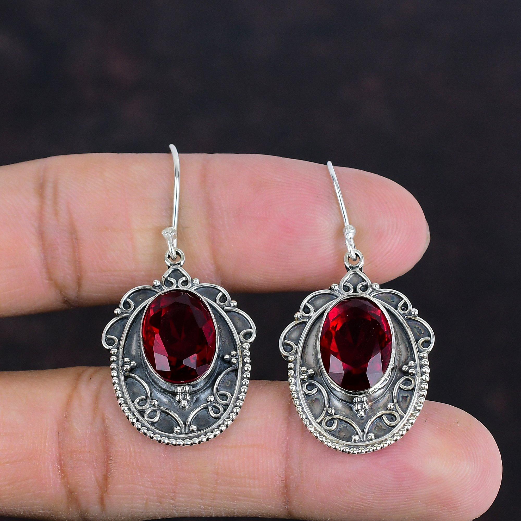 Серьги с ограненным мозамбикским гранатом, серьги с драгоценными камнями, серьги из стерлингового серебра 925 пробы, лечебные камни, ювелирные изделия ручной работы, винтажные серьги, подарки для мамы
