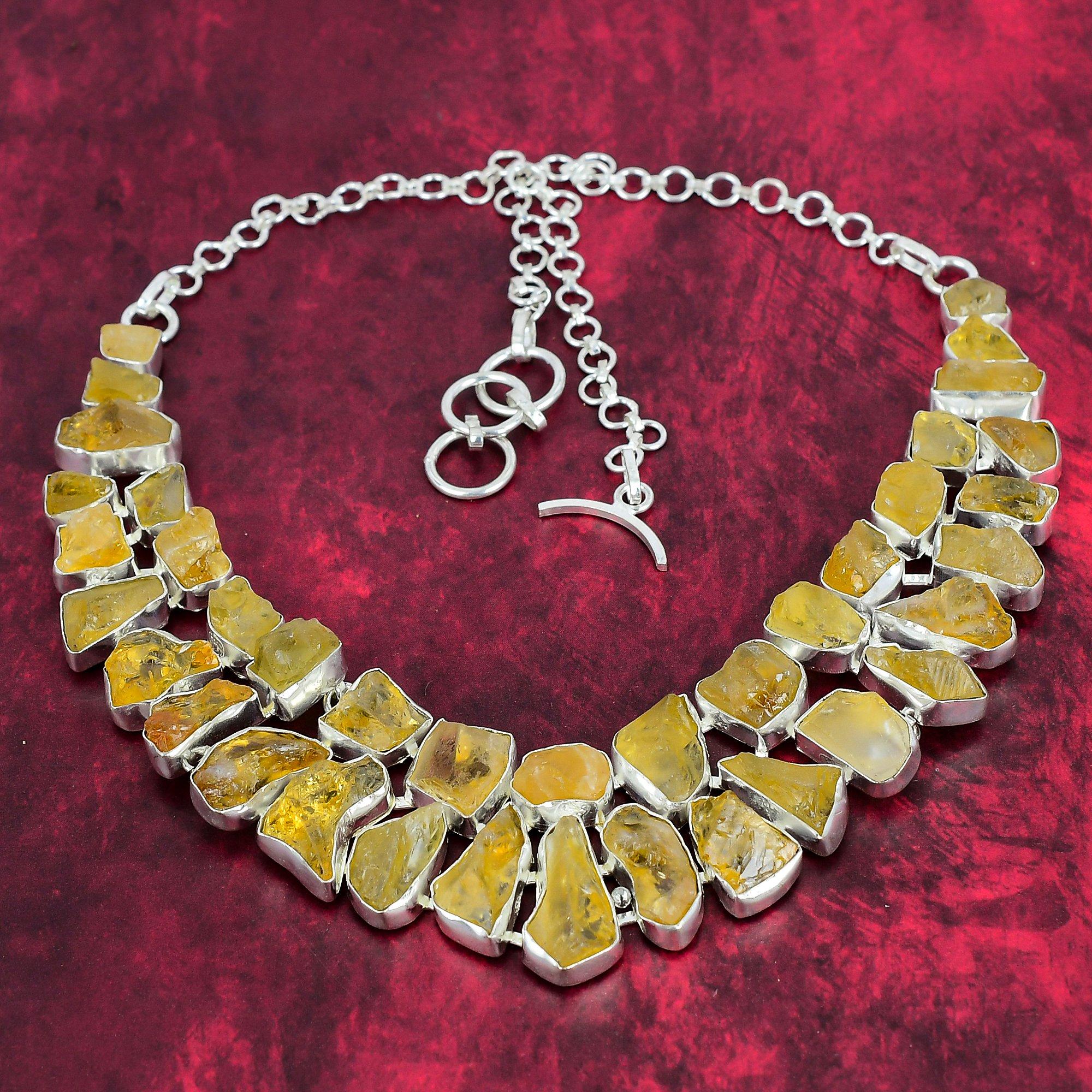 Грубое цитриновое ожерелье, ювелирные изделия ручной работы, стерлинговое серебро 925 пробы, дизайнерское ожерелье, ювелирные изделия из драгоценных камней, ко Дню памяти