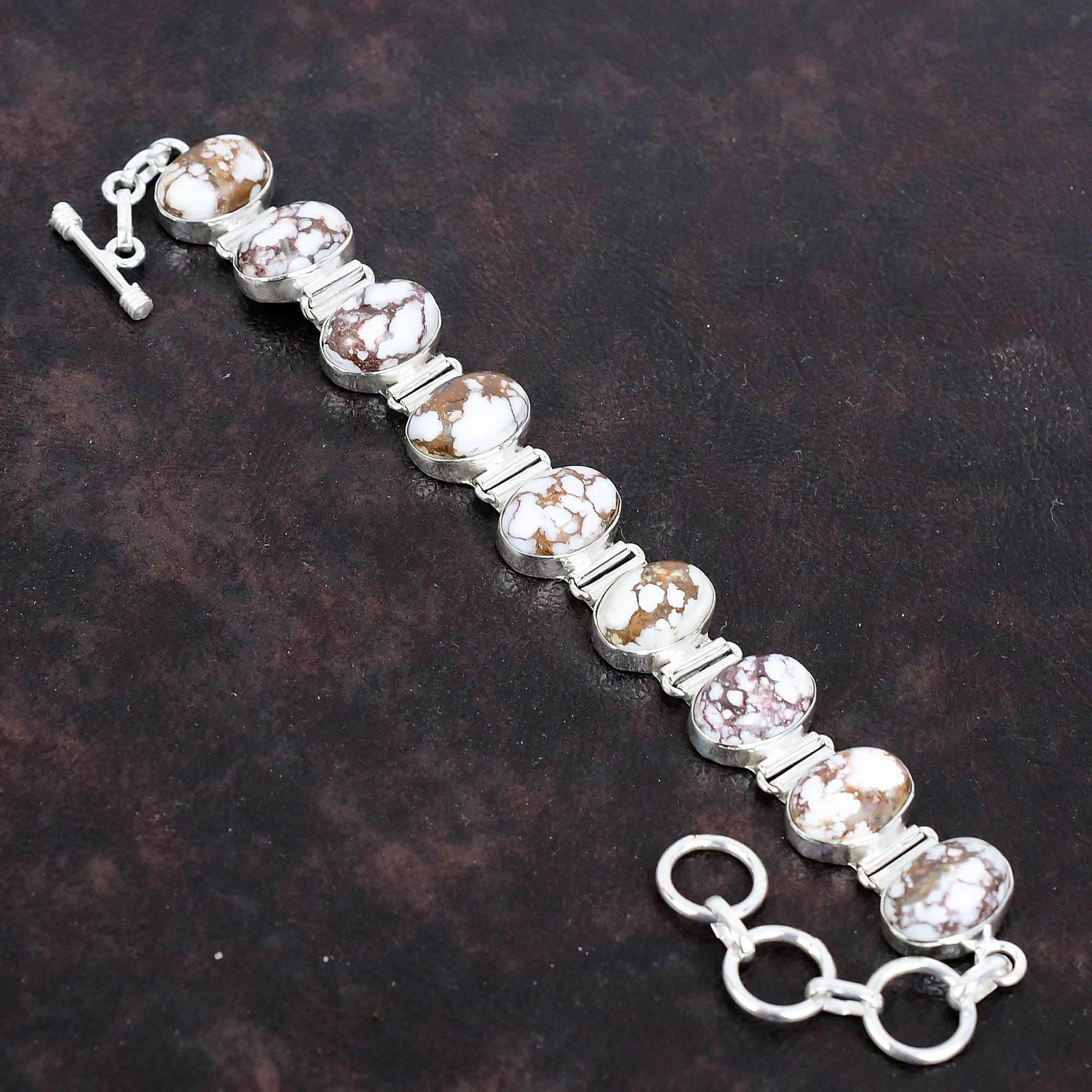 Браслет из дикого магнезита, украшения из натуральных камней, браслет ручной работы, браслет из стерлингового серебра 925 пробы, браслет с регулируемой цепочкой, подарок для мамы