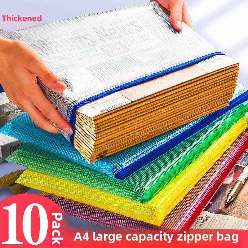 10PCS Zipper Mesh Bags A4/A5 Plastic Zipper Bags For Organizing Zipper Mesh Bags Waterproof Clear Travel Bags Office Supplies Document