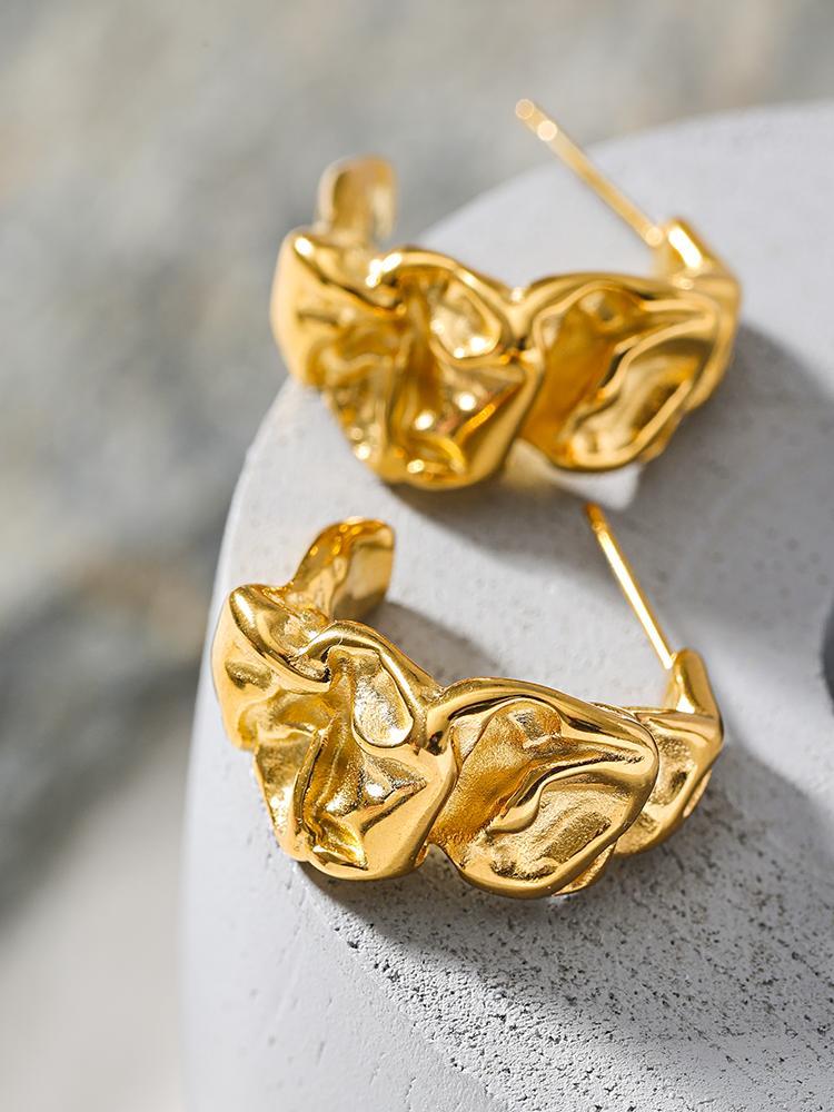 Eetit Креативные массивные металлические серьги золотого цвета из нержавеющей стали с геометрическим рисунком, необычные серьги-кольца для женщин, очаровательные винтажные ювелирные изделия, новинка