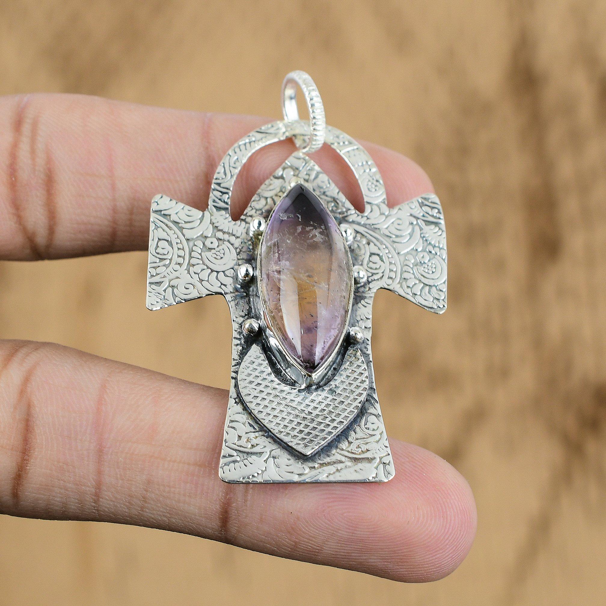 Natural Ametrine Gemstone Pendant 925 Sterling Silver Indian Jewelry For Girls