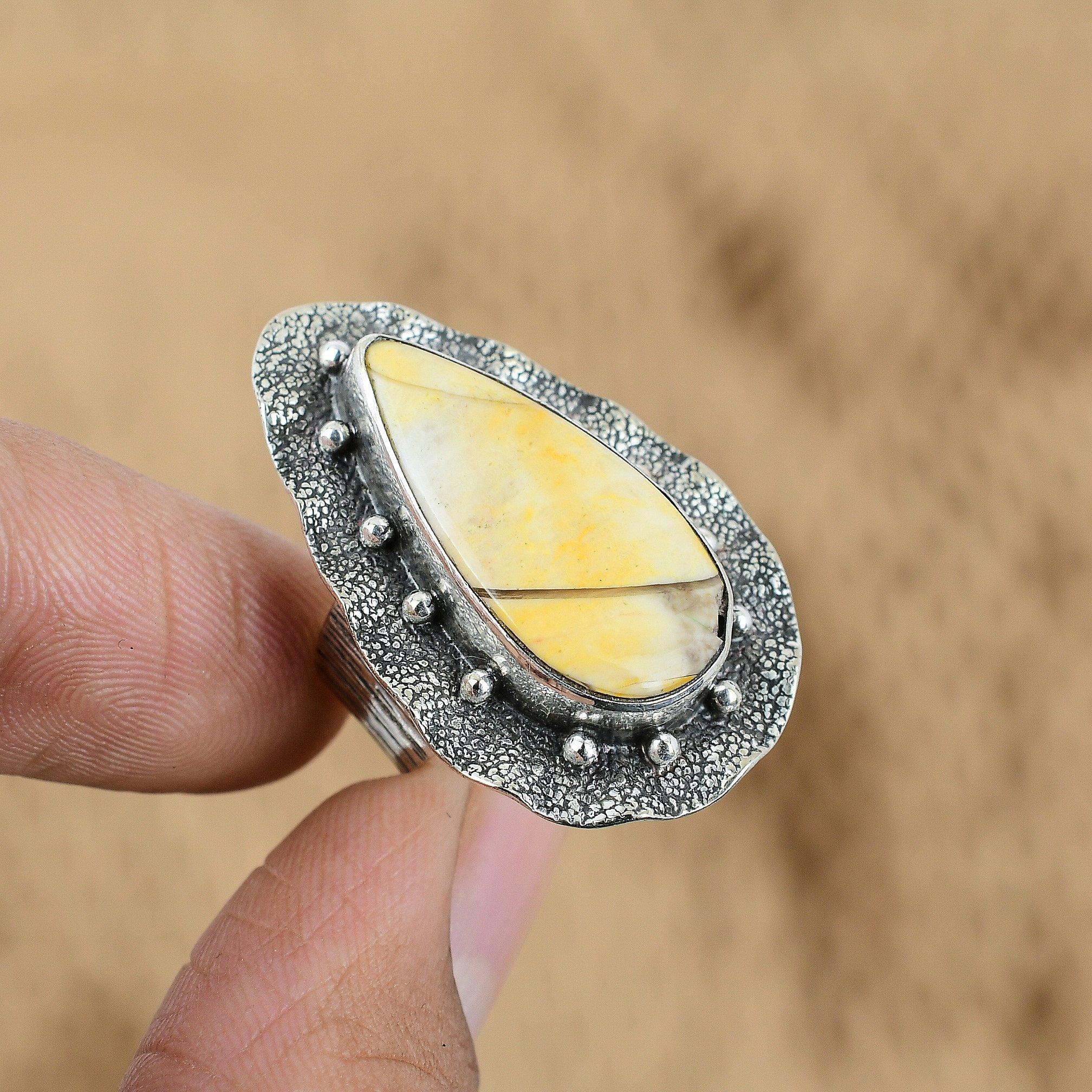 Распродажа ко Дню матери Кольцо этническое из стерлингового серебра 925 пробы с камнем брекчированная мукаитовая яшма, размер США 6