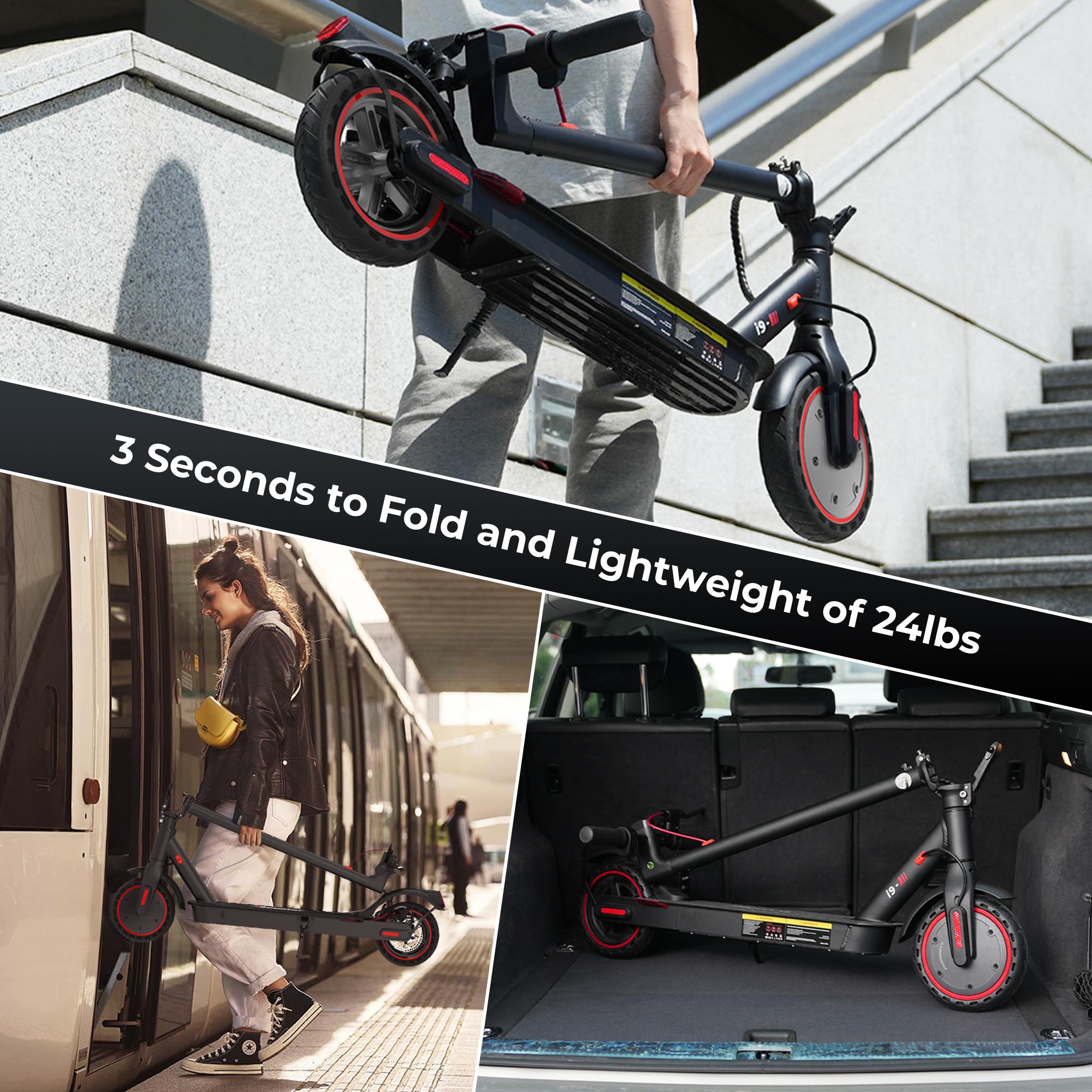 iScooter I9 Electric Scooter 36V7.5Ah Battery, Dual 350W Motor ,8.5” Tire Adult Escooter, Max Speed22-30km Range Black