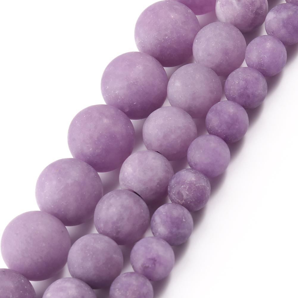 6/8/10 мм матовые сиреневые фиолетовые нефритовые камни натуральные круглые свободные бусины-разделители для изготовления ювелирных изделий браслет «сделай сам» 15 дюймов нить